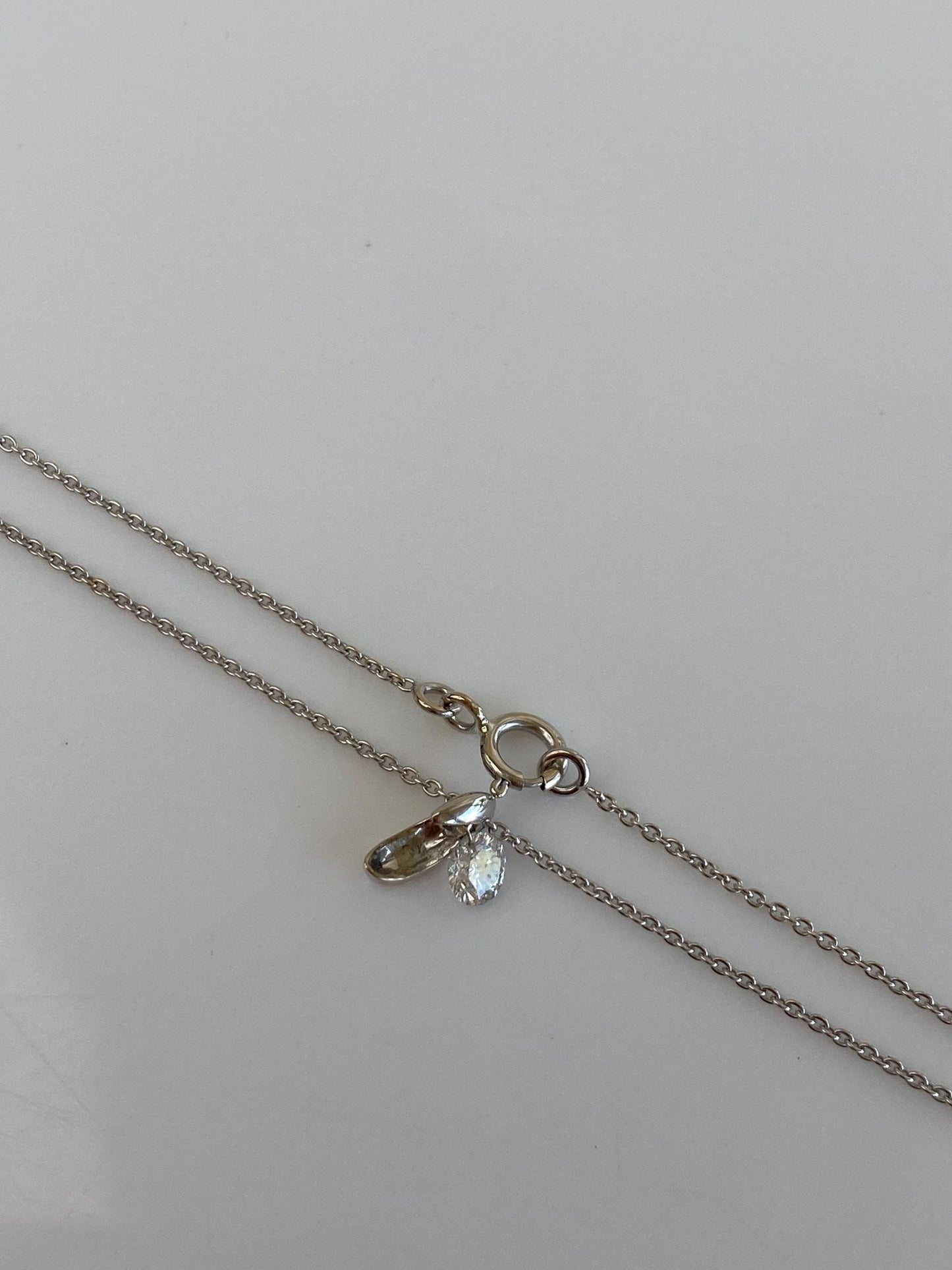 Vintage Solid 18k White Gold Diamond Tight Dainty Rolo Chain Necklace - 16.75 inches