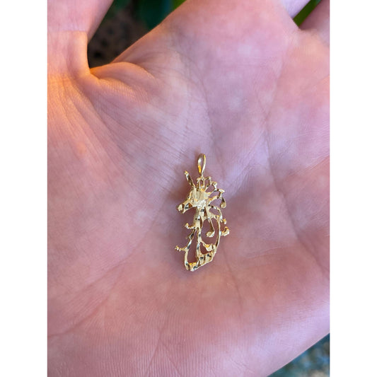 Vintage Solid 14k Yellow Gold Diamond Cut Unicorn Charm