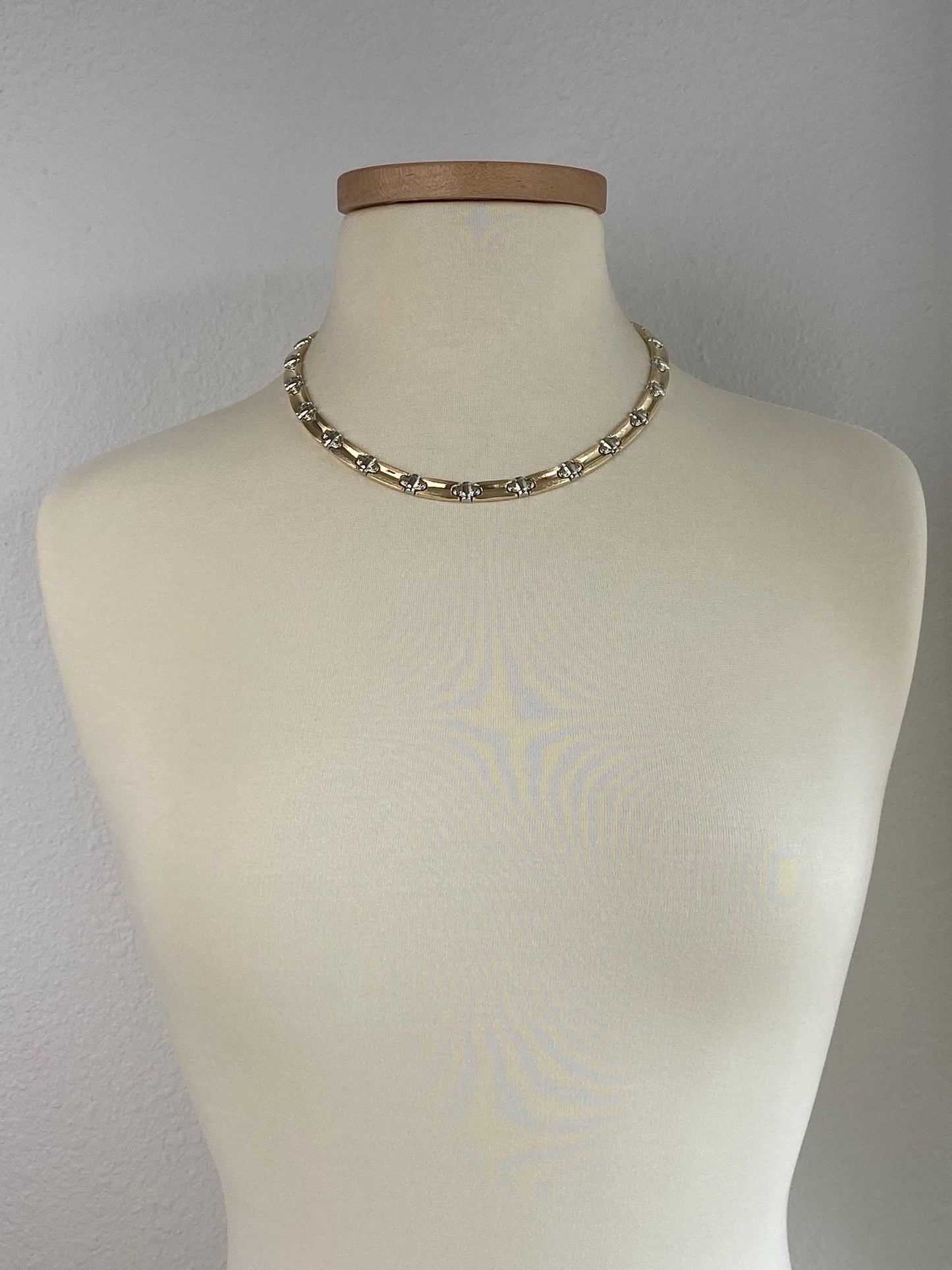 Vintage 14k White & Yellow Gold Link Necklace - 18 inches