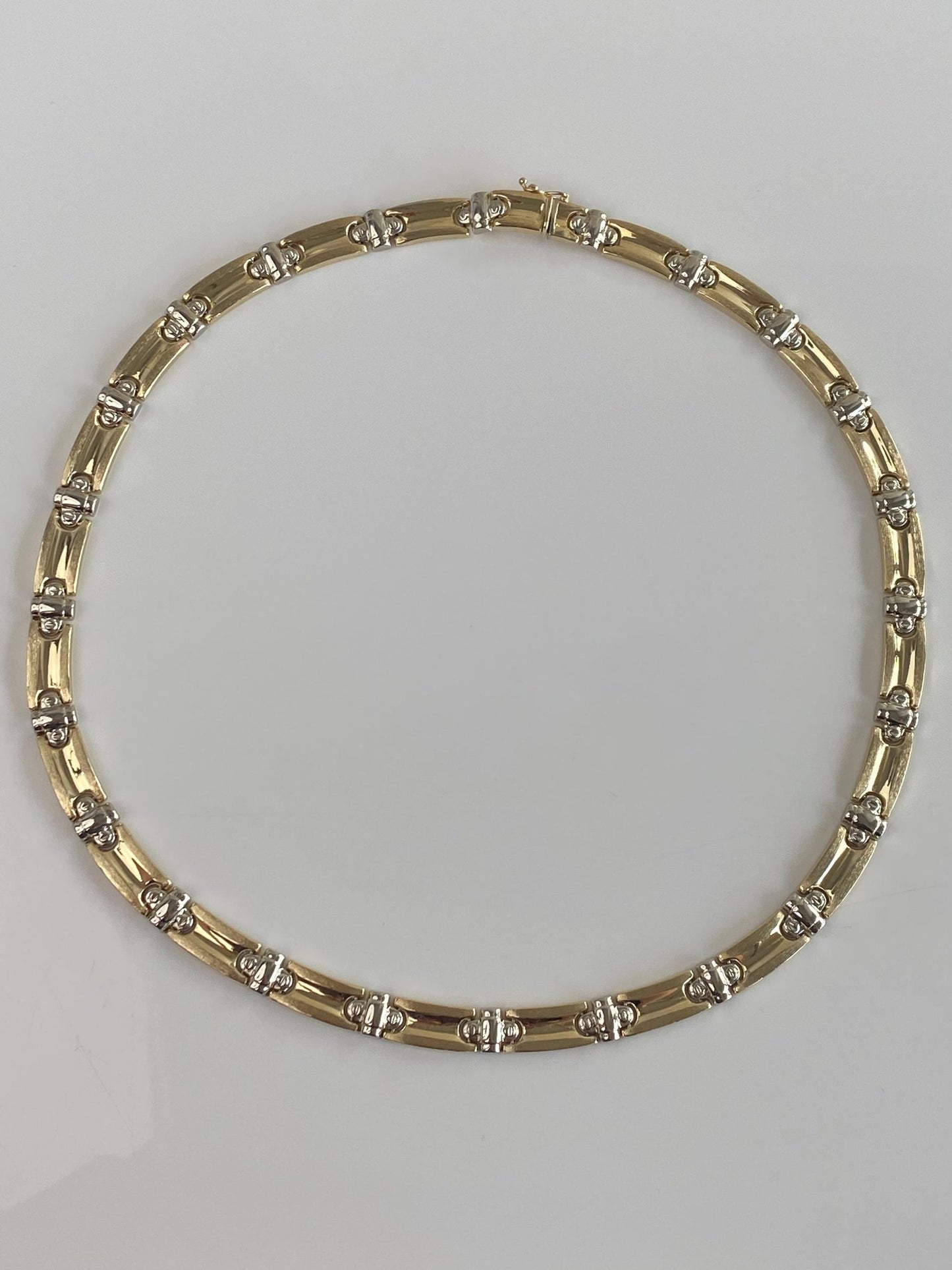 Vintage 14k White & Yellow Gold Link Necklace - 18 inches