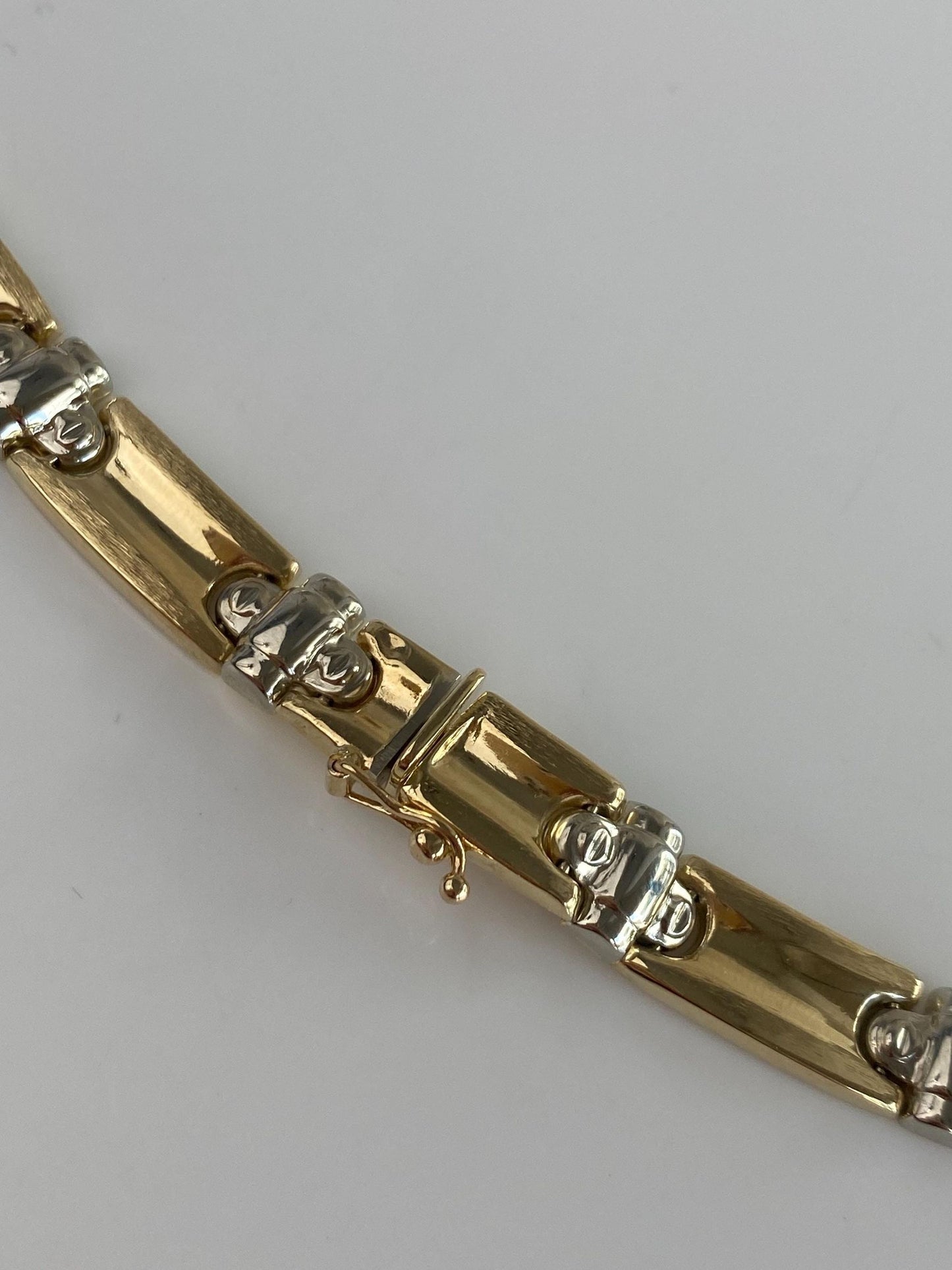 Vintage 14k White & Yellow Gold Link Necklace - 18 inches