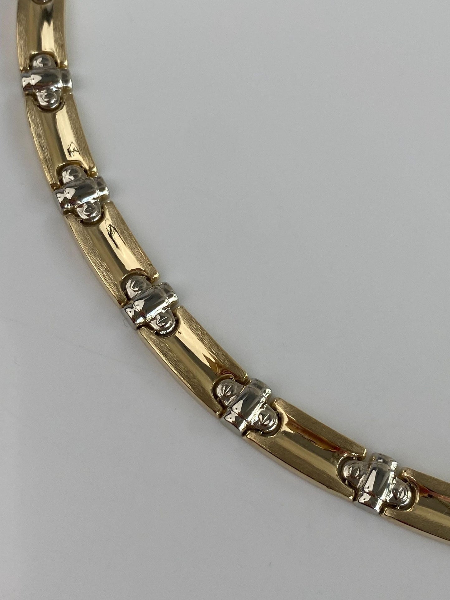 Vintage 14k White & Yellow Gold Link Necklace - 18 inches