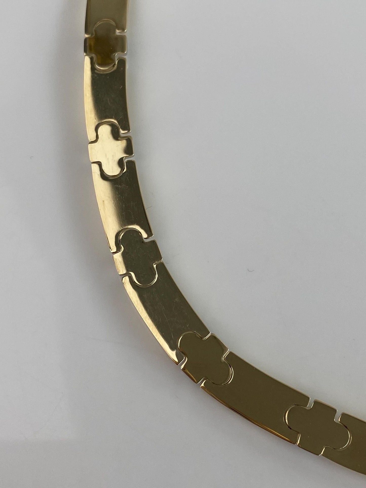 Vintage 14k White & Yellow Gold Link Necklace - 18 inches
