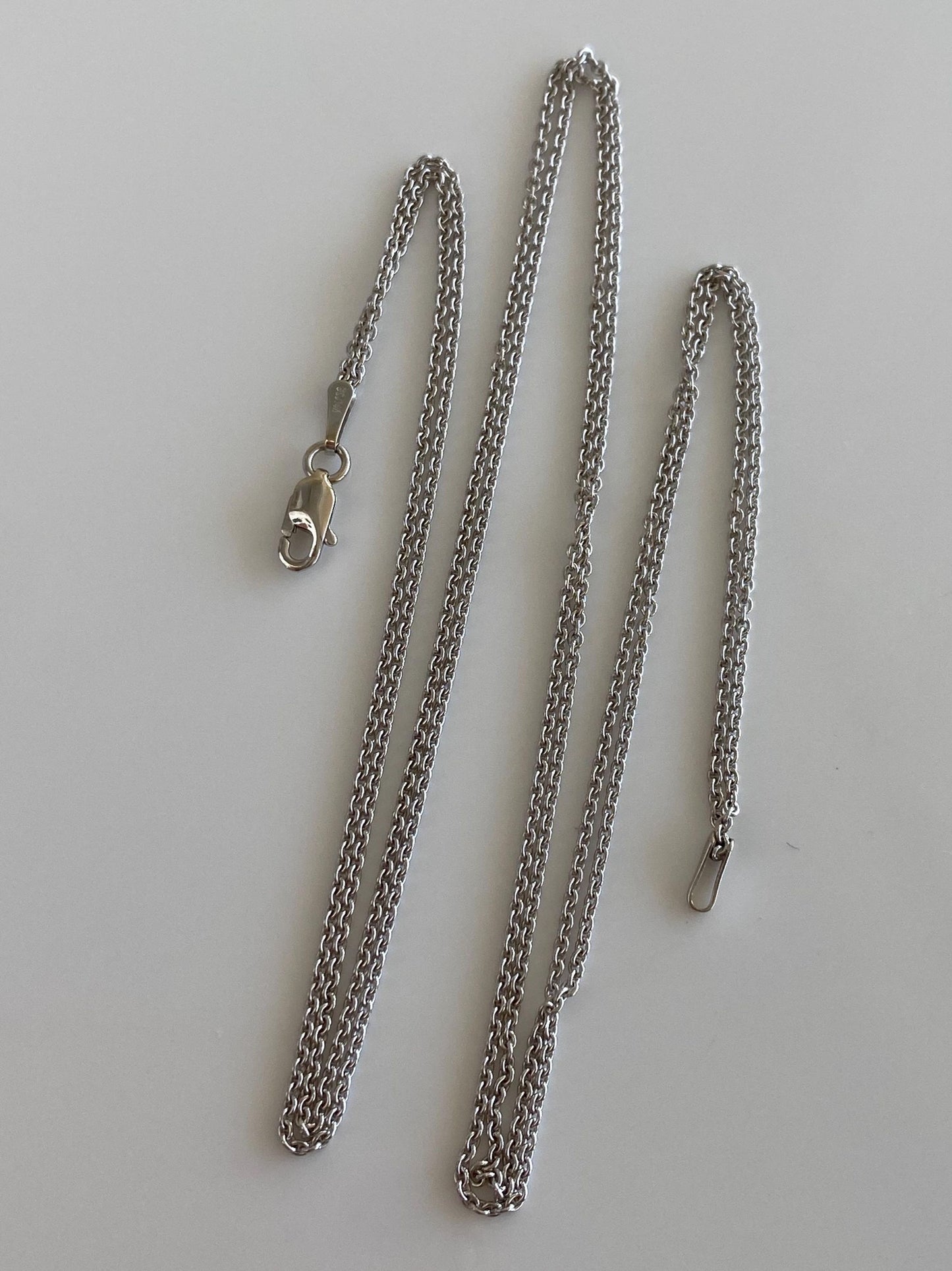 Solid 14k White Gold Double Strand Tight Rolo Chain Necklace - 17 inches