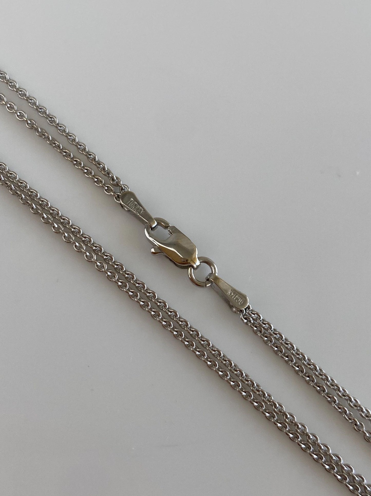 Solid 14k White Gold Double Strand Tight Rolo Chain Necklace - 17 inches
