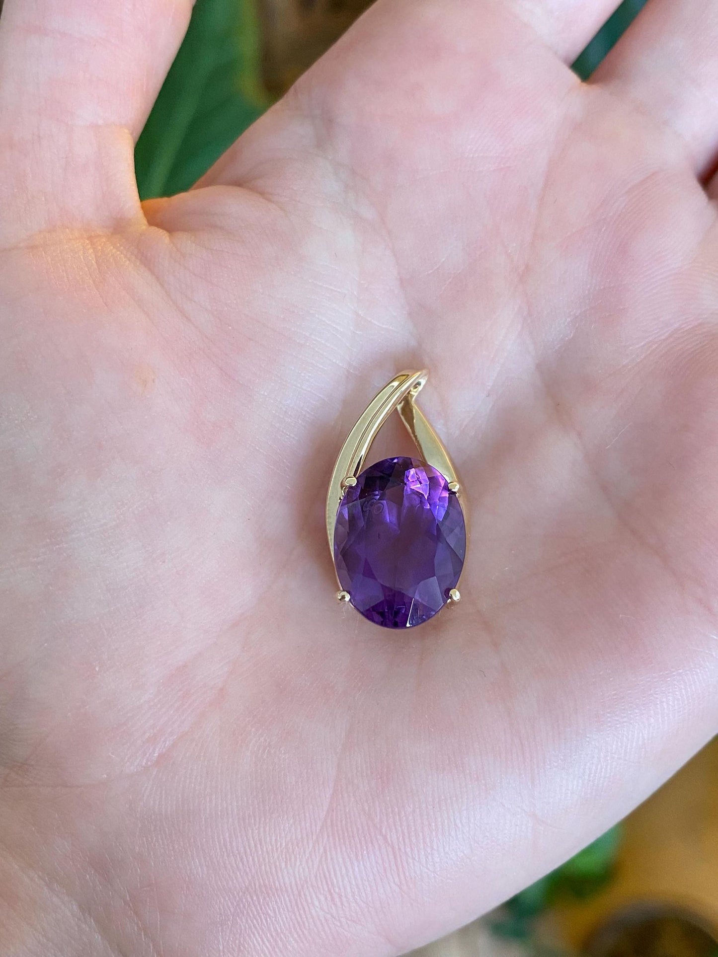 Vintage Solid 10k Yellow Gold Amethyst Slide Charm