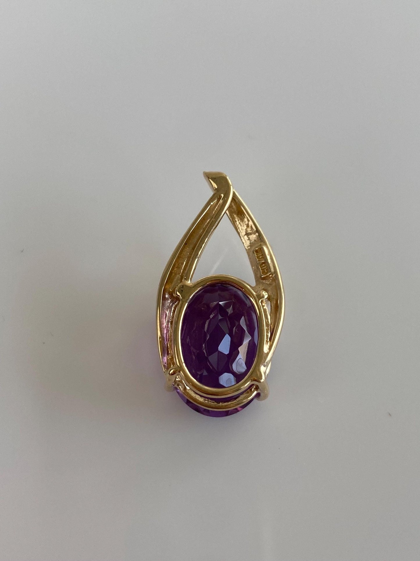 Vintage Solid 10k Yellow Gold Amethyst Slide Charm
