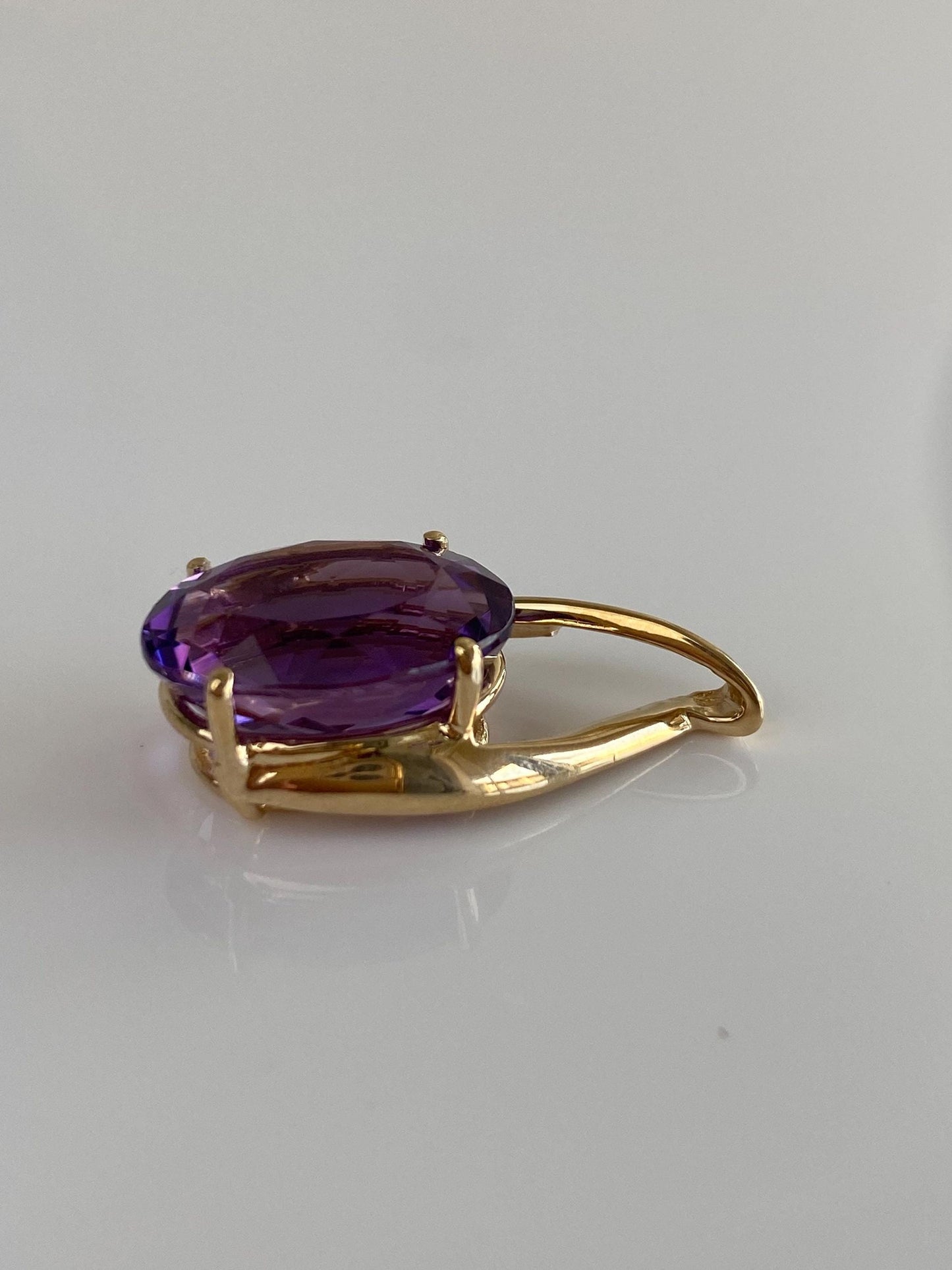 Vintage Solid 10k Yellow Gold Amethyst Slide Charm