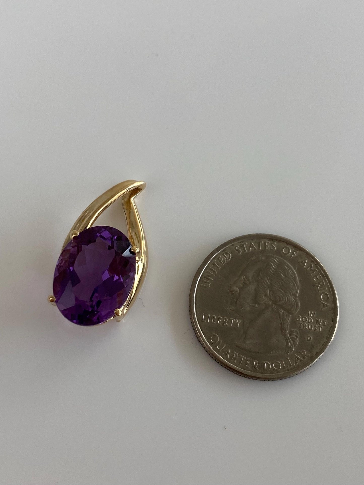 Vintage Solid 10k Yellow Gold Amethyst Slide Charm