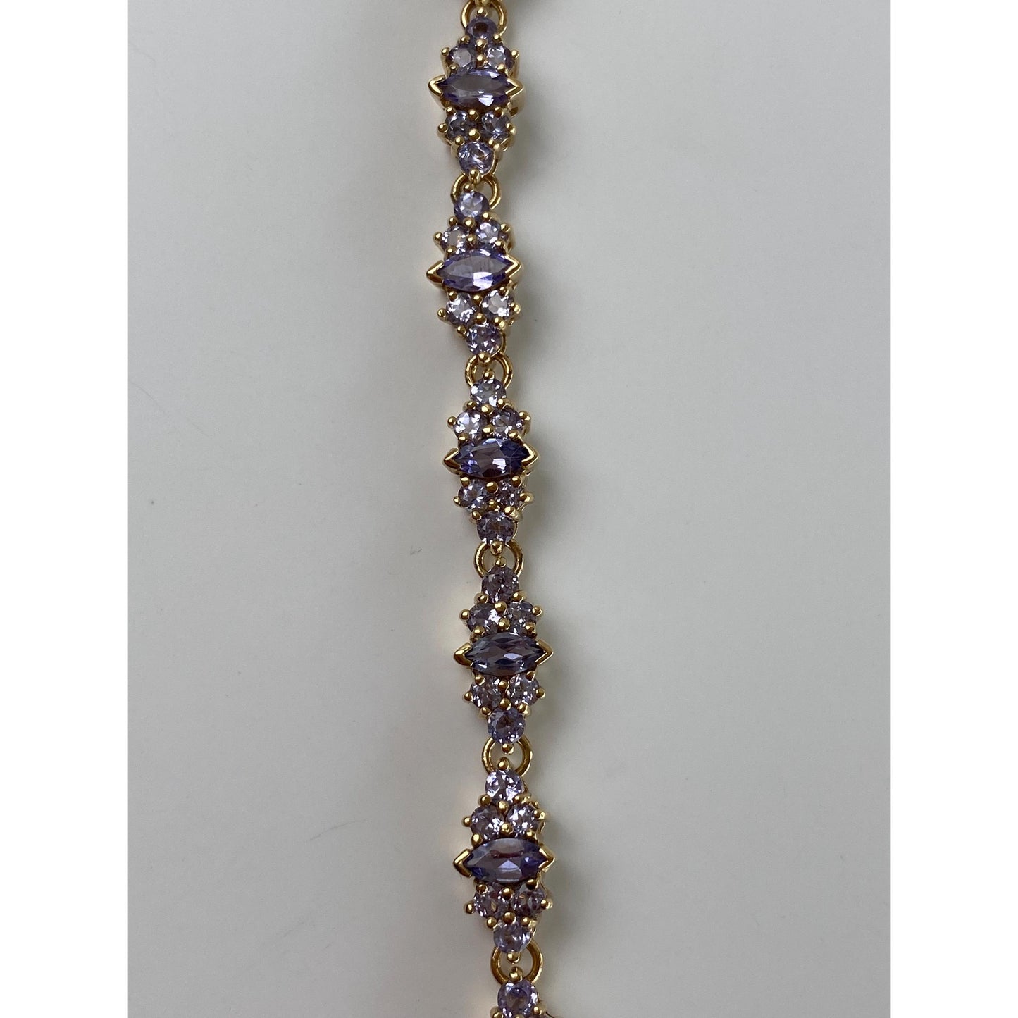 Solid 14k Yellow Gold Light Purple Cubic Zirconia Tennis Bracelet - 7.5 inches
