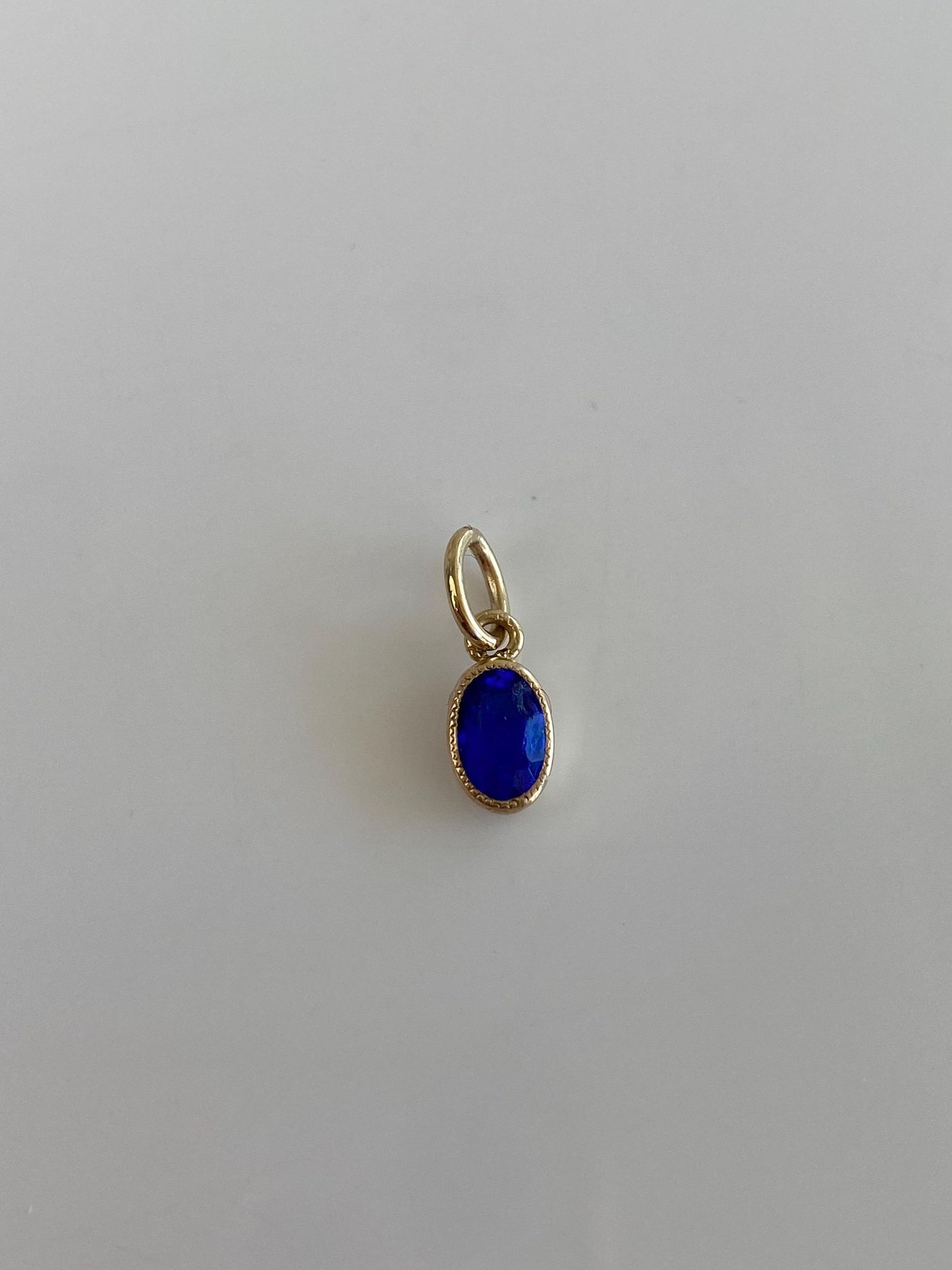 Vintage Solid 10k Yellow Gold Blue Cubic Zirconia Charm