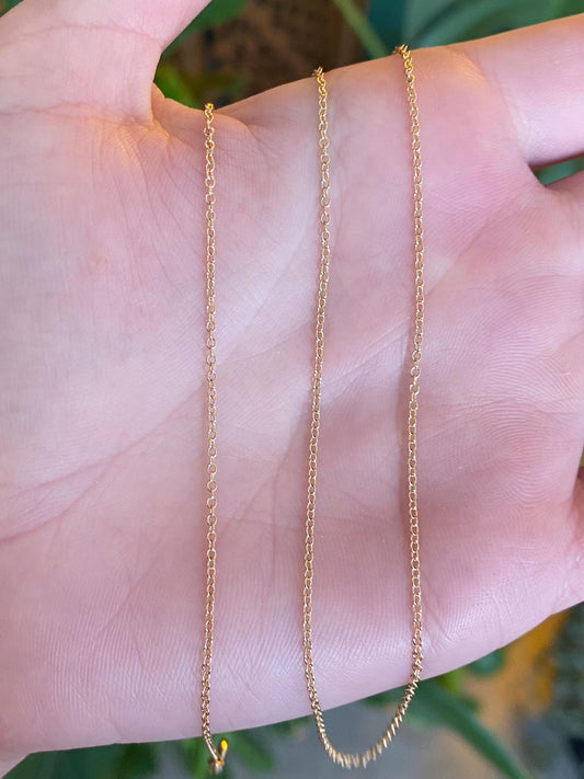 Vintage Solid 10k Yellow Gold Dainty Rolo Chain Necklace - 18.5 inches