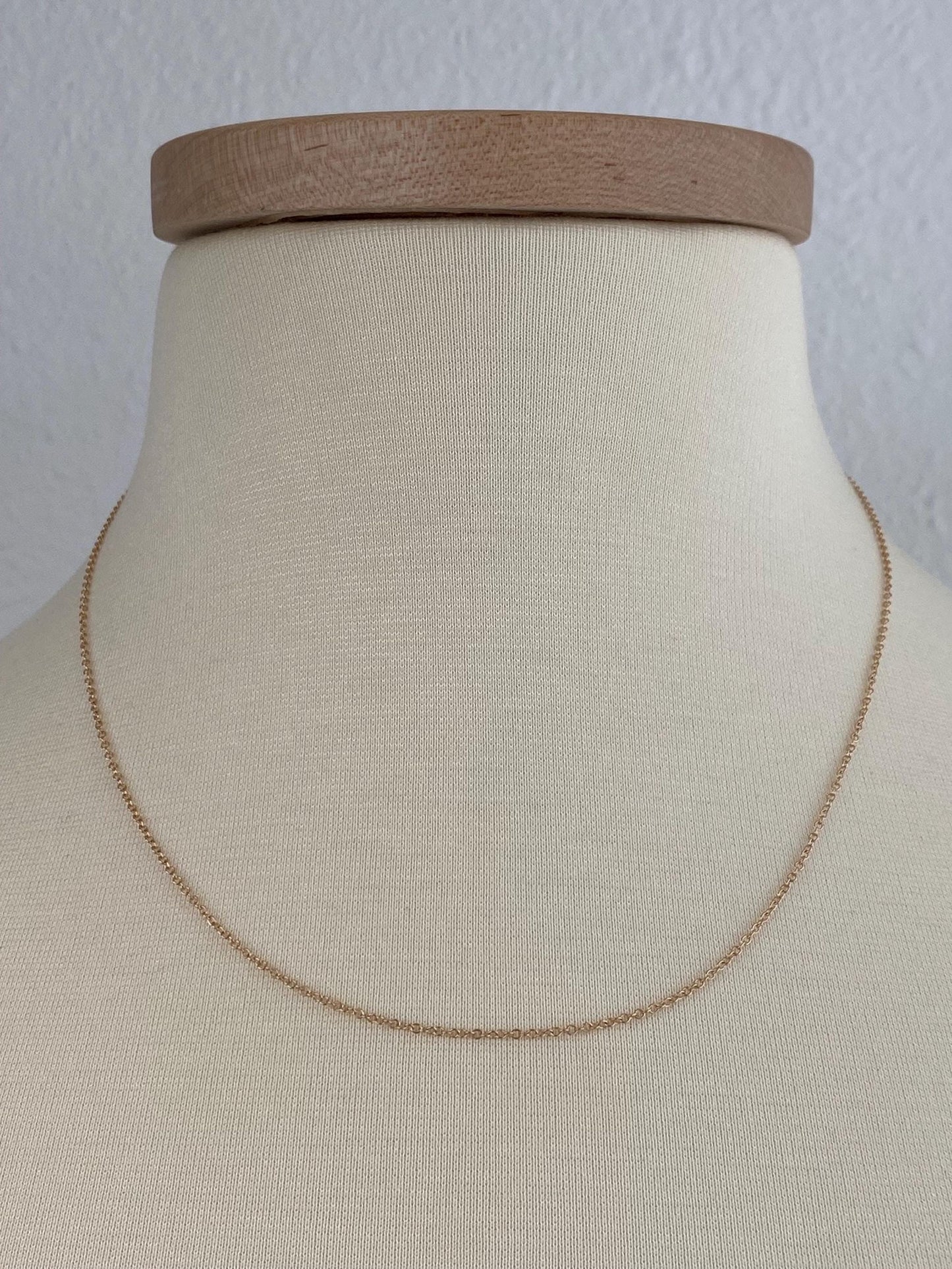 Vintage Solid 10k Yellow Gold Dainty Rolo Chain Necklace - 18.5 inches