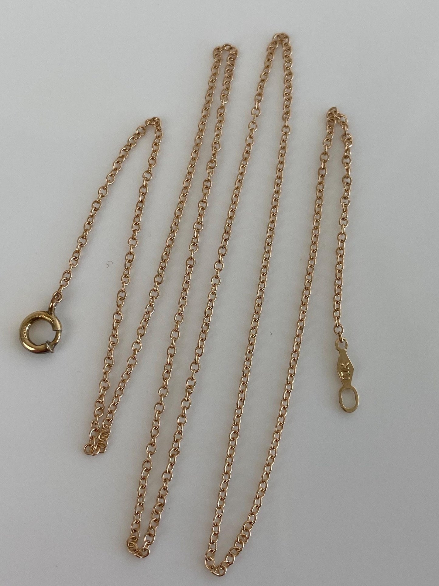 Vintage Solid 10k Yellow Gold Dainty Rolo Chain Necklace - 18.5 inches