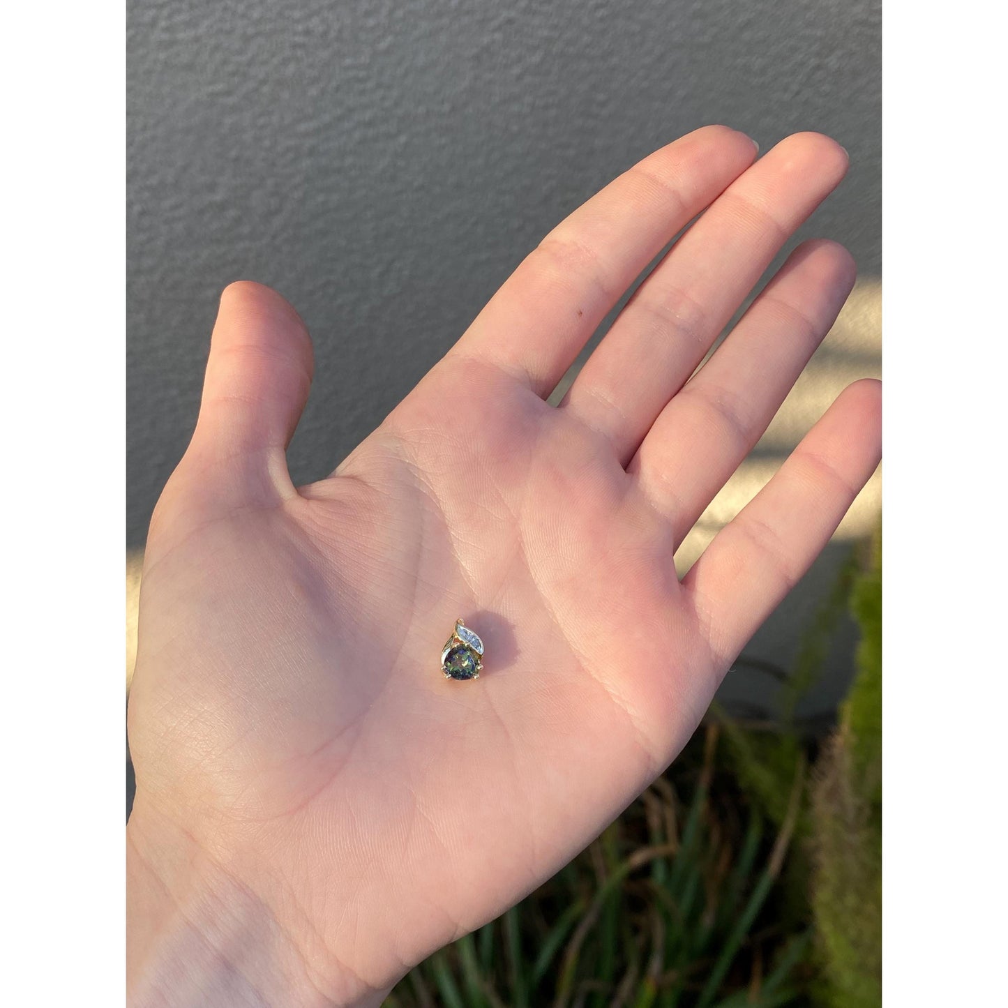 Vintage Solid 10k Yellow Gold Mystic Topaz Diamond Small Charm