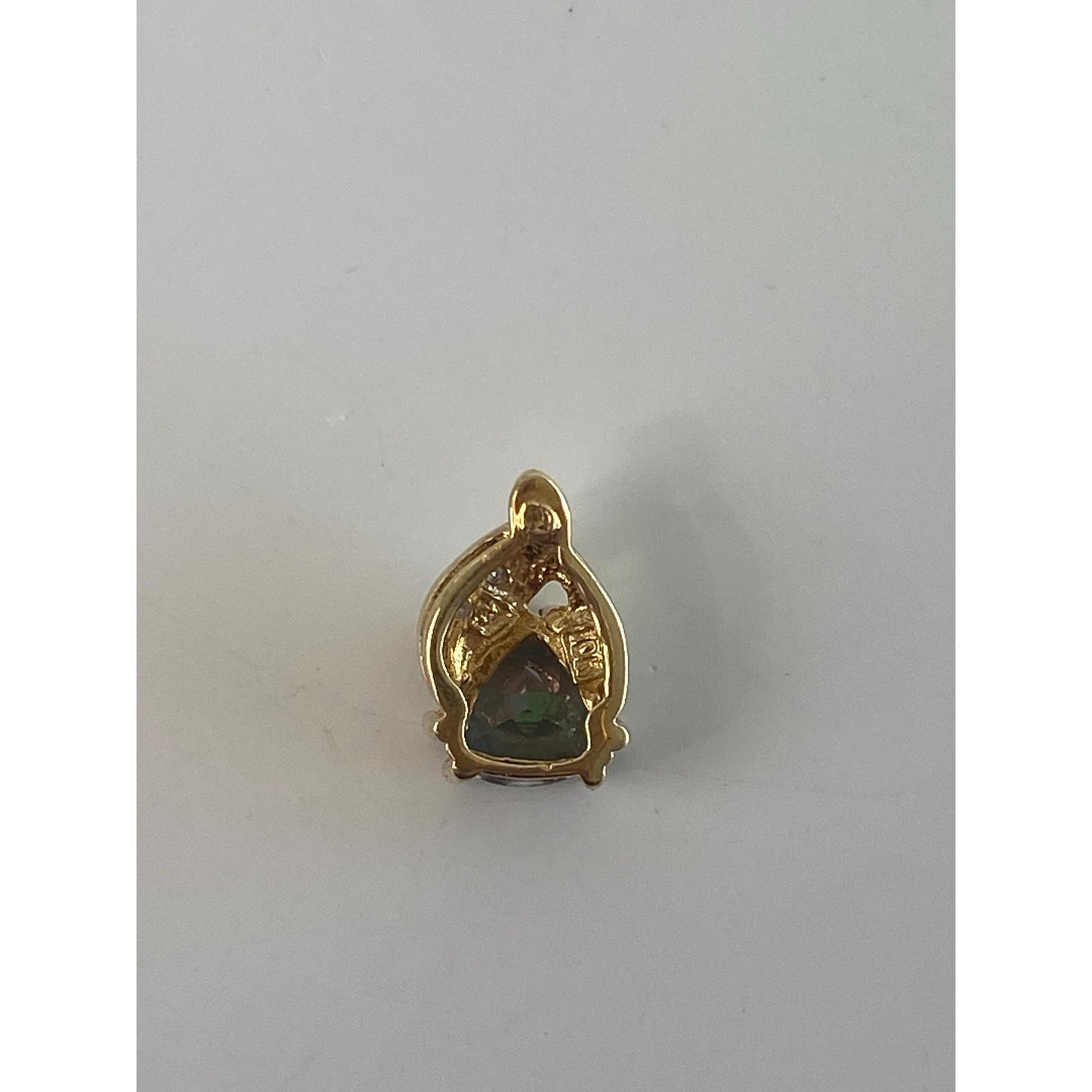 Vintage Solid 10k Yellow Gold Mystic Topaz Diamond Small Charm