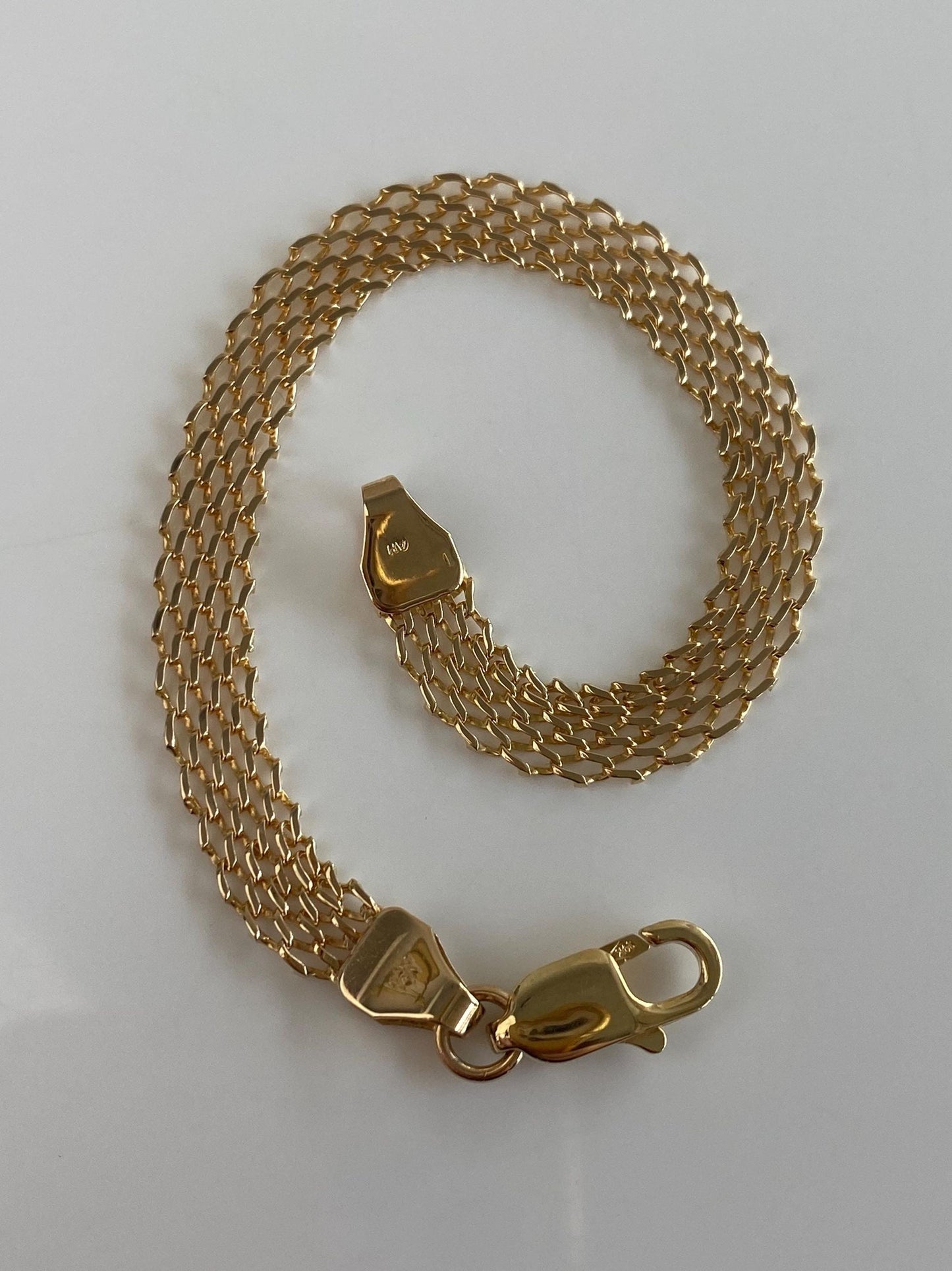 Vintage Solid 14k Yellow Gold Open Work Chain Bracelet - 7.25 inches