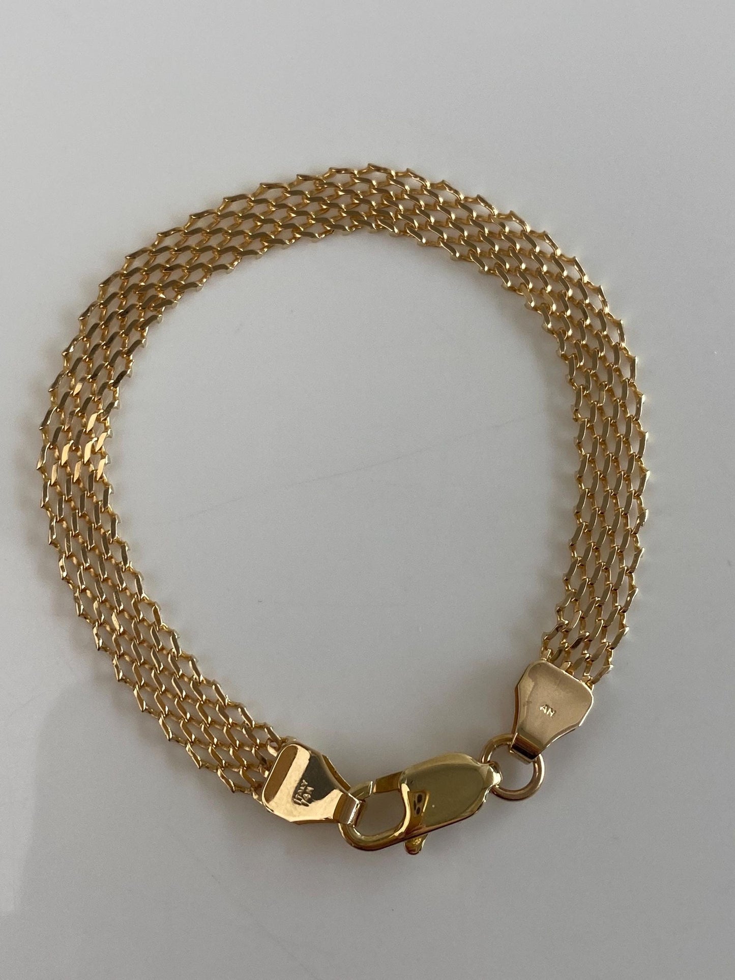 Vintage Solid 14k Yellow Gold Open Work Chain Bracelet - 7.25 inches