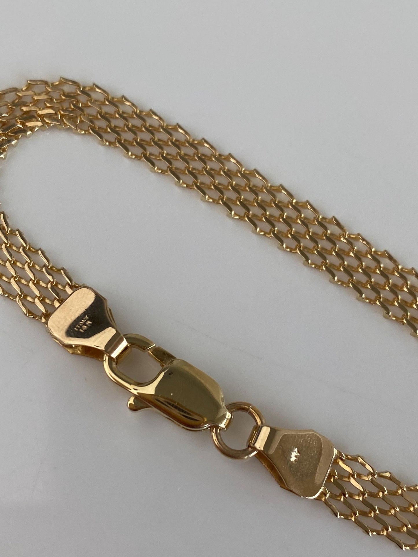 Vintage Solid 14k Yellow Gold Open Work Chain Bracelet - 7.25 inches