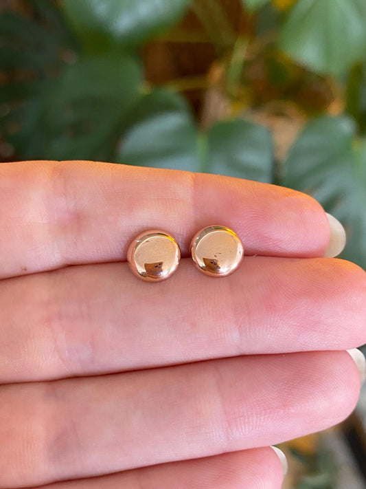 Vintage Solid 14k Rosey Gold Domed Stud Earrings