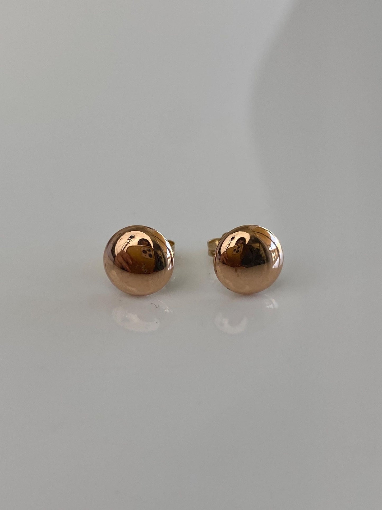 Vintage Solid 14k Rosey Gold Domed Stud Earrings