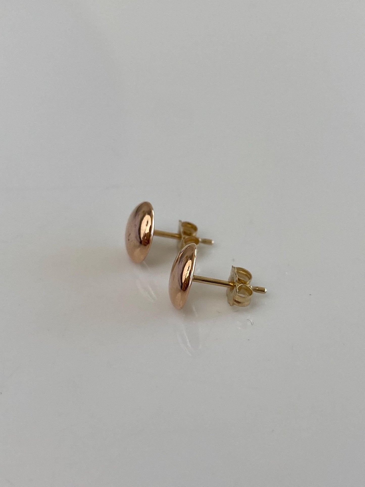 Vintage Solid 14k Rosey Gold Domed Stud Earrings