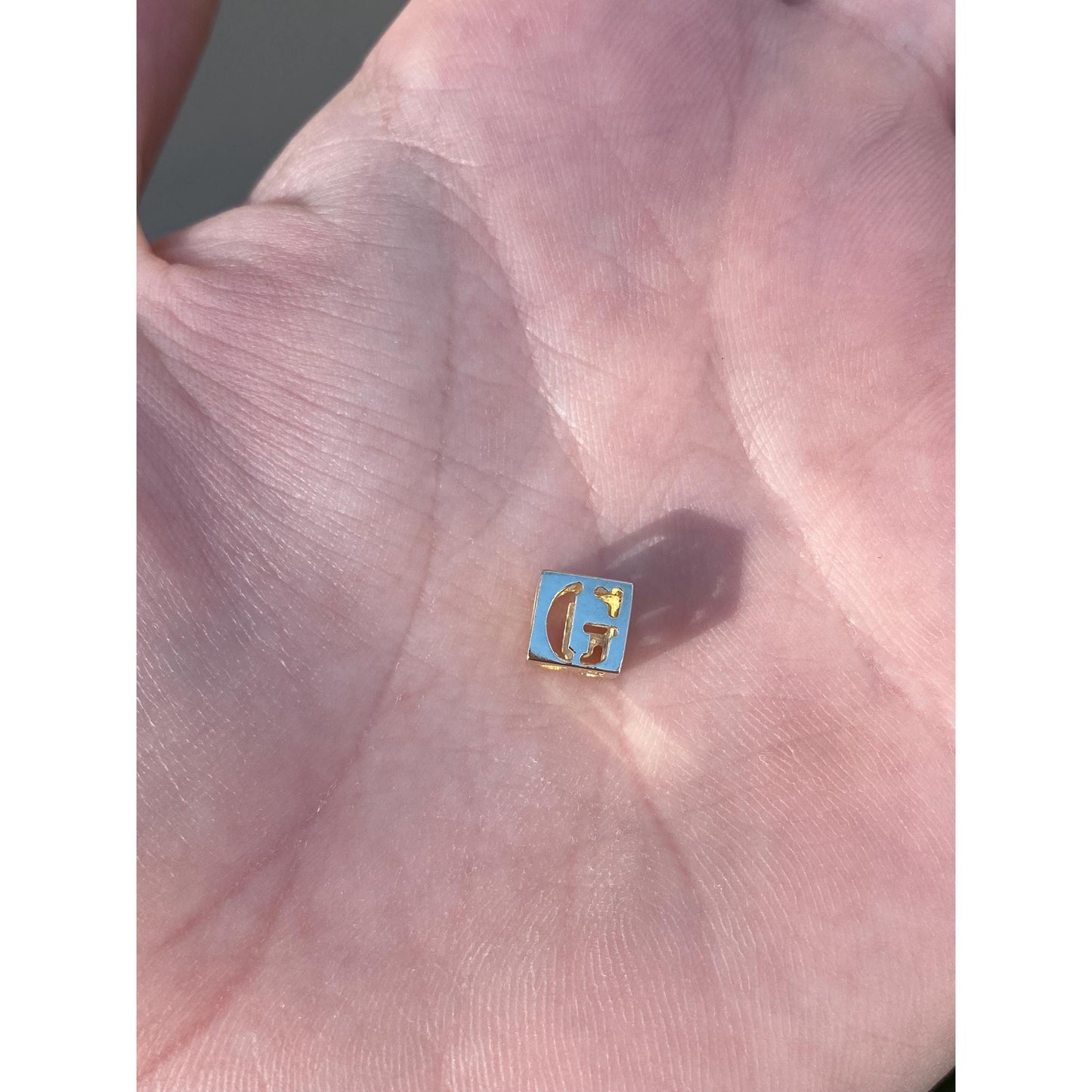Vintage Solid 14k Yellow Gold Open Cube 'G' Charm