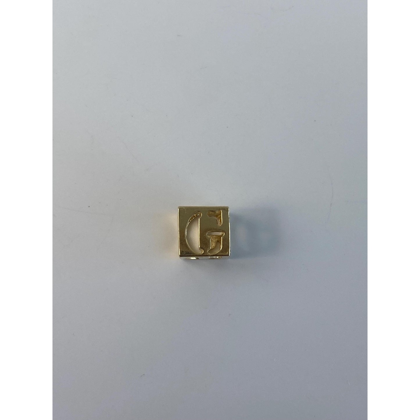 Vintage Solid 14k Yellow Gold Open Cube 'G' Charm