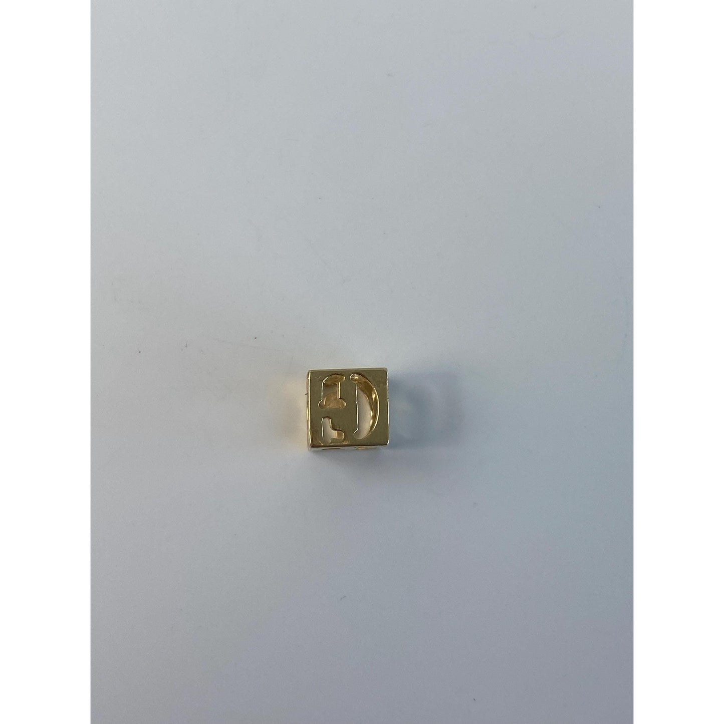 Vintage Solid 14k Yellow Gold Open Cube 'G' Charm