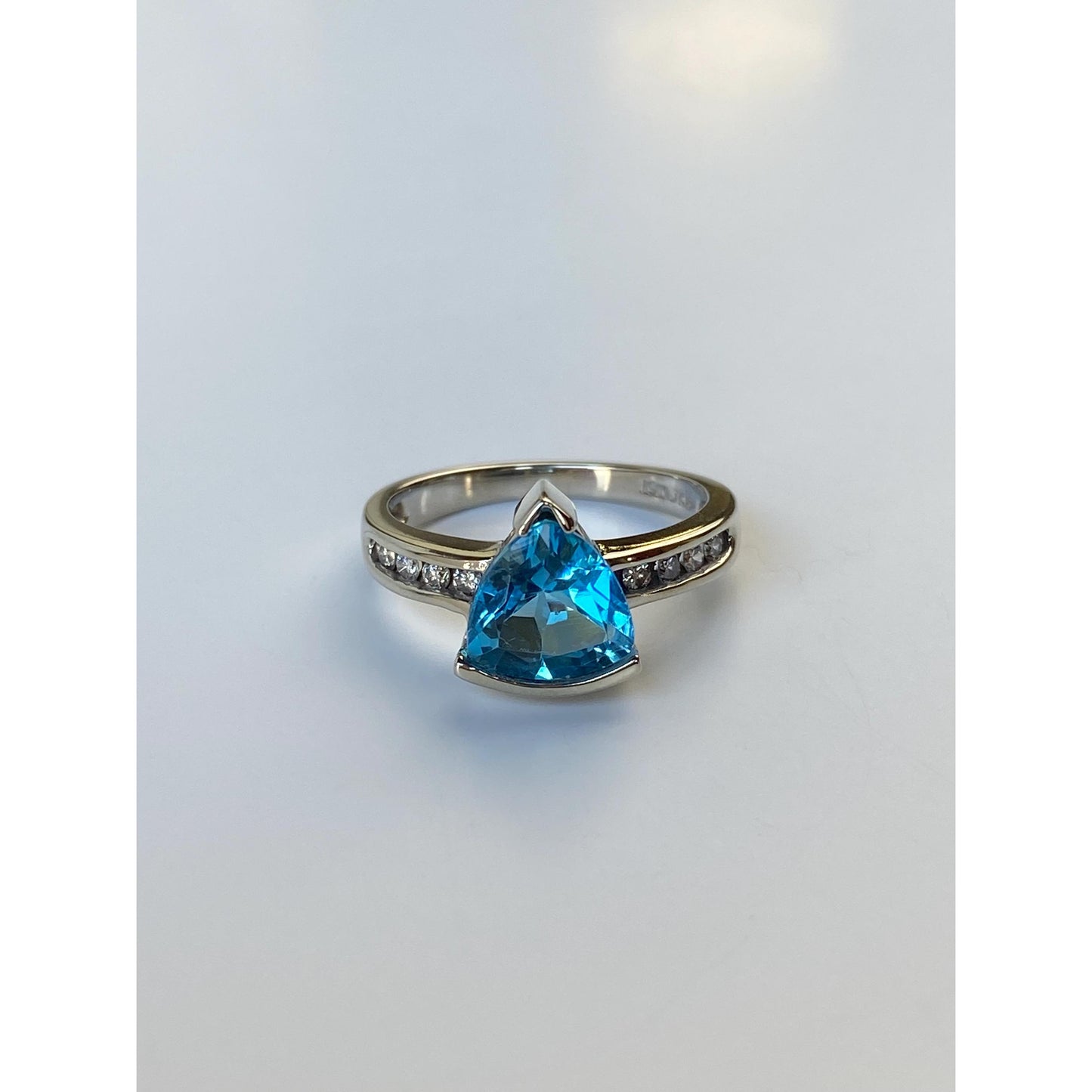 Vintage Solid 10k White Gold Topaz Diamond Ring - Size 6.75