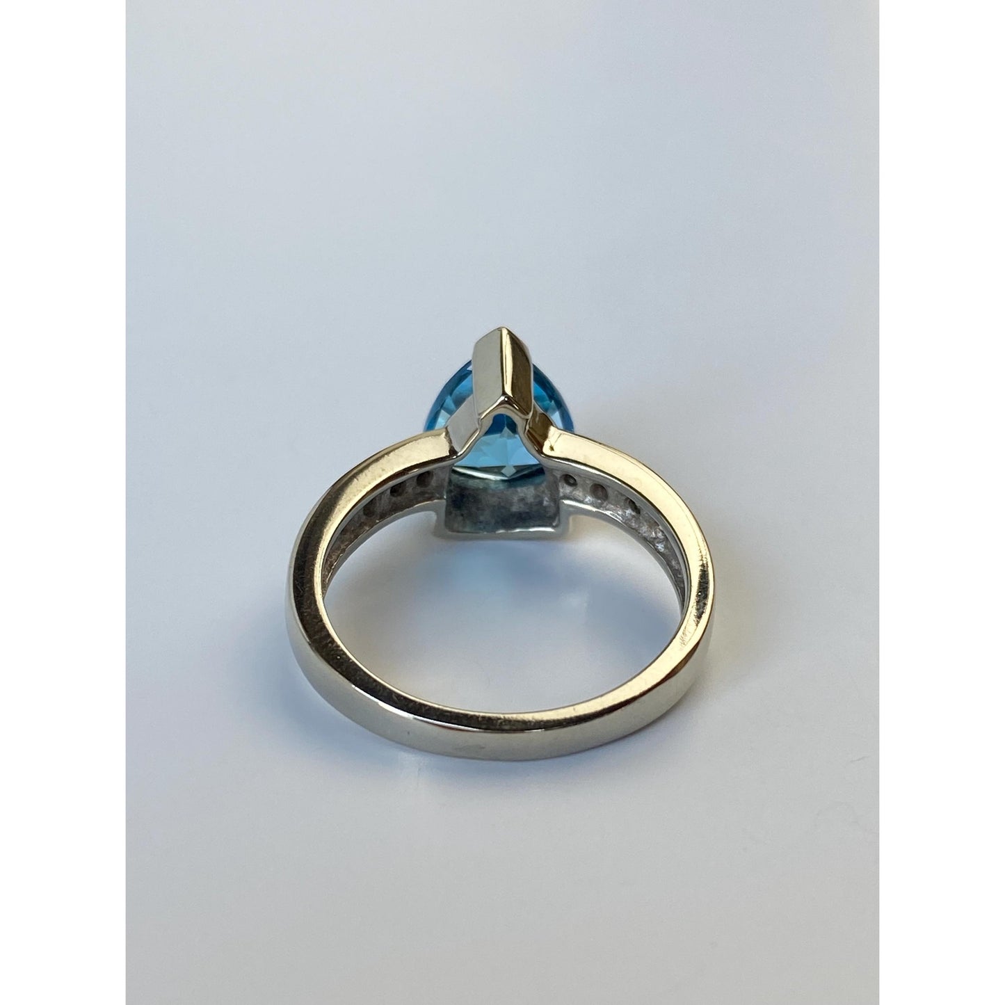 Vintage Solid 10k White Gold Topaz Diamond Ring - Size 6.75