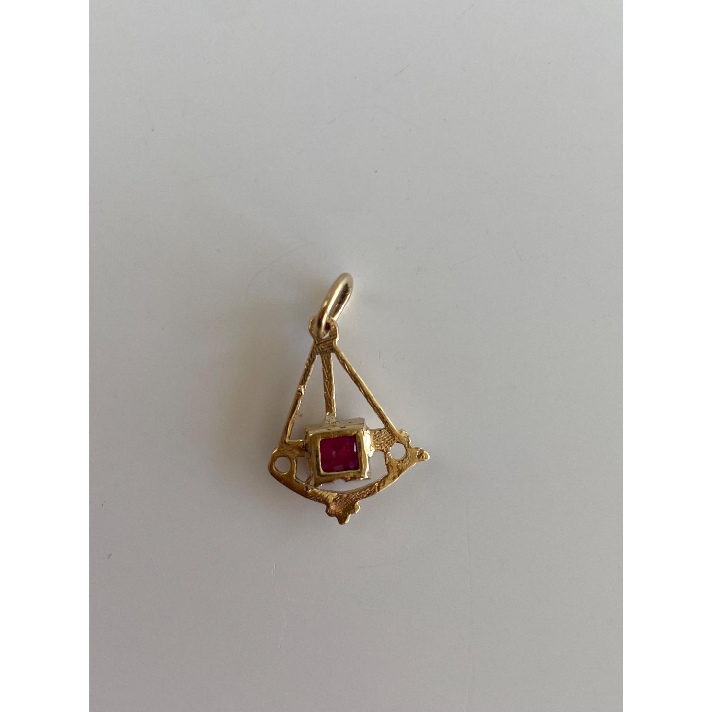 Vintage Solid 10k Yellow Gold Pink Sapphire Charm