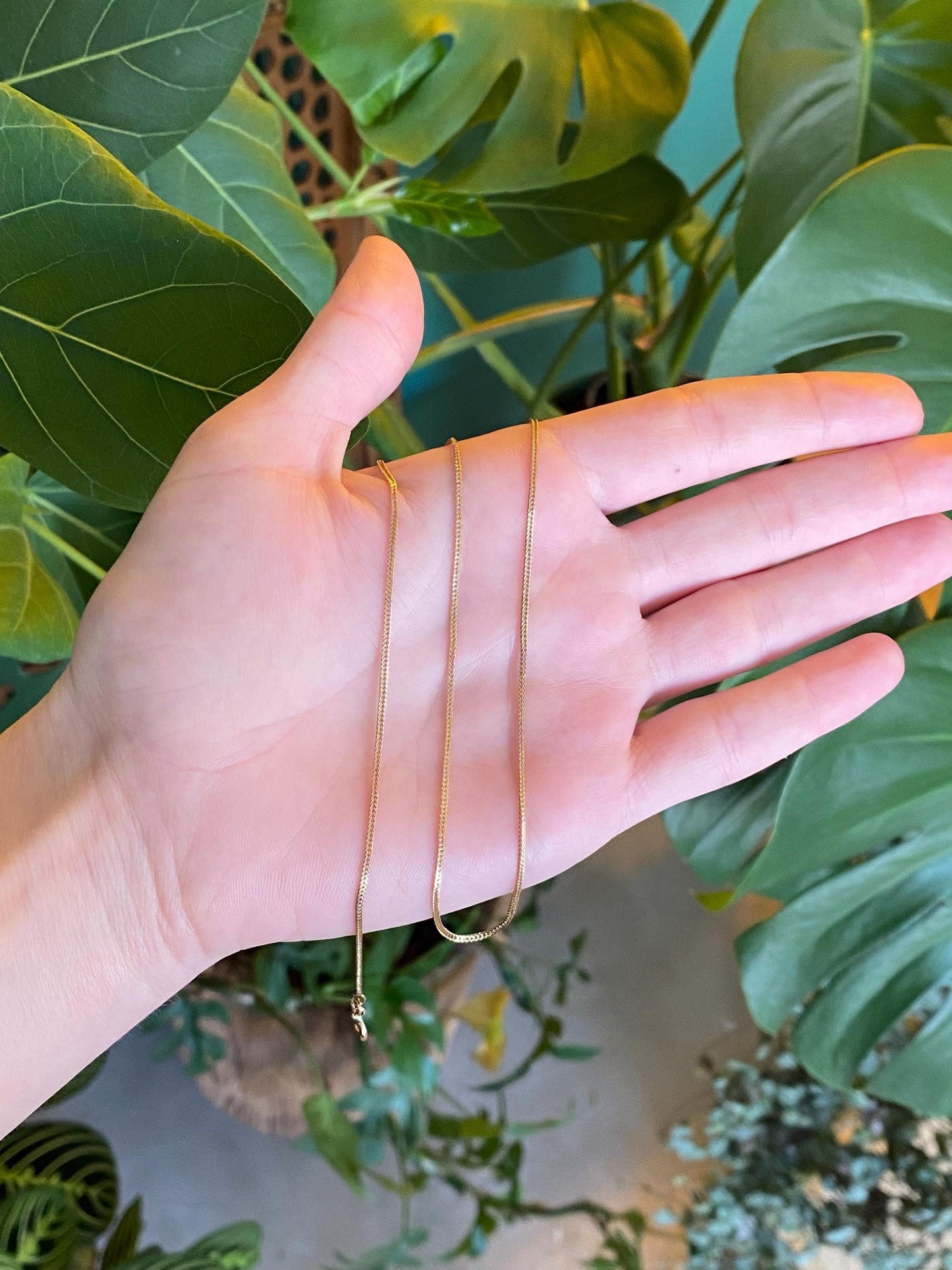 Vintage Solid 14k Yellow Gold Wheat Chain Necklace - 15.75 inches