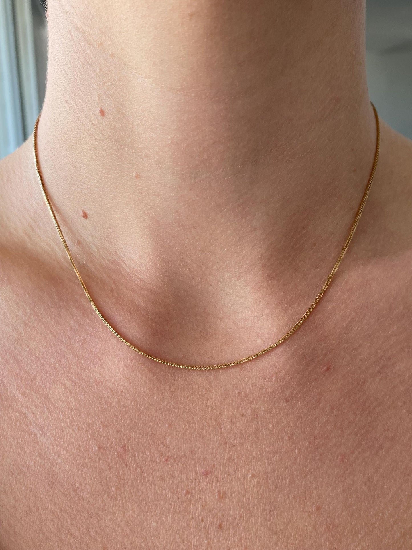 Vintage Solid 14k Yellow Gold Wheat Chain Necklace - 15.75 inches
