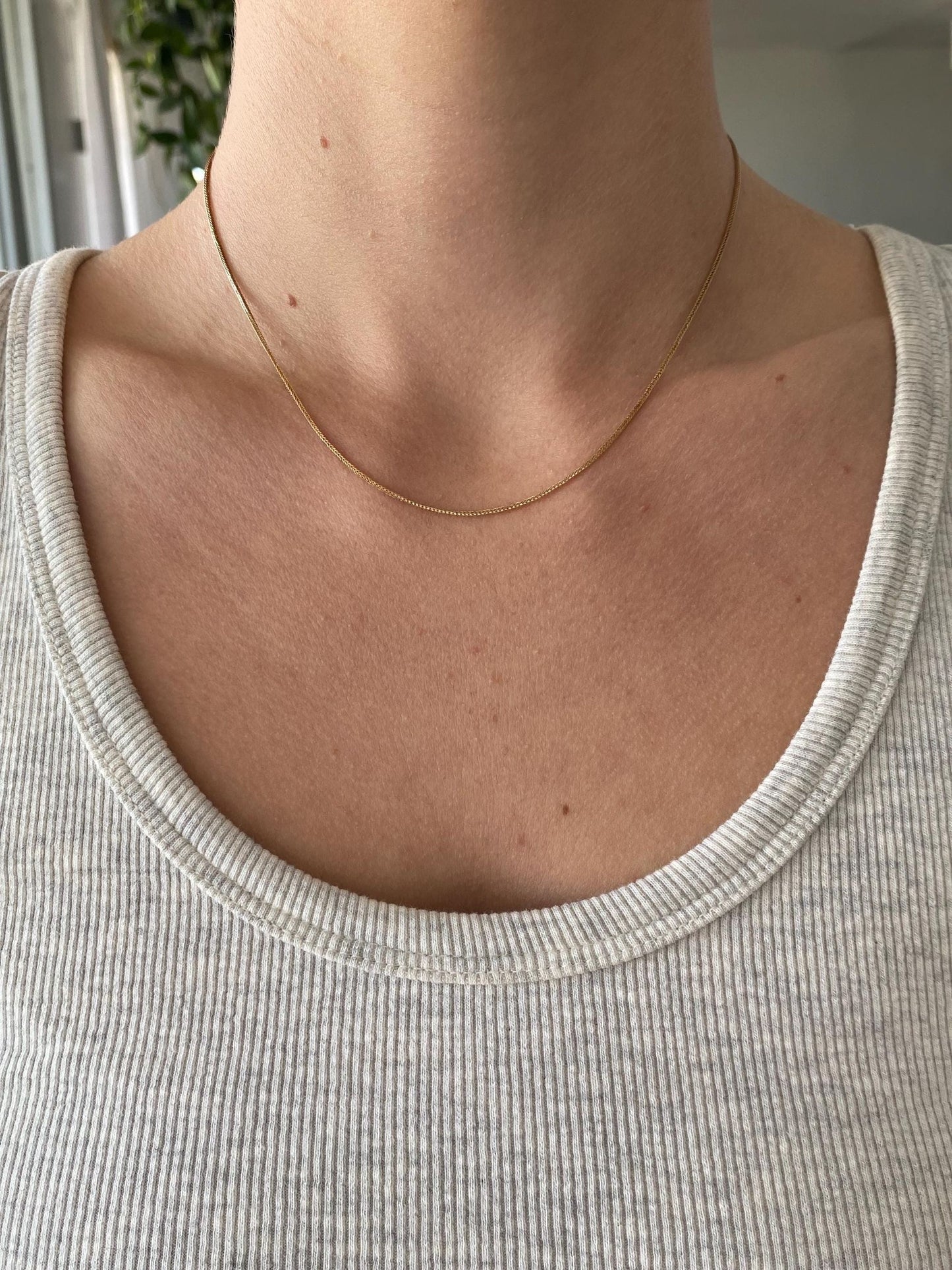 Vintage Solid 14k Yellow Gold Wheat Chain Necklace - 15.75 inches