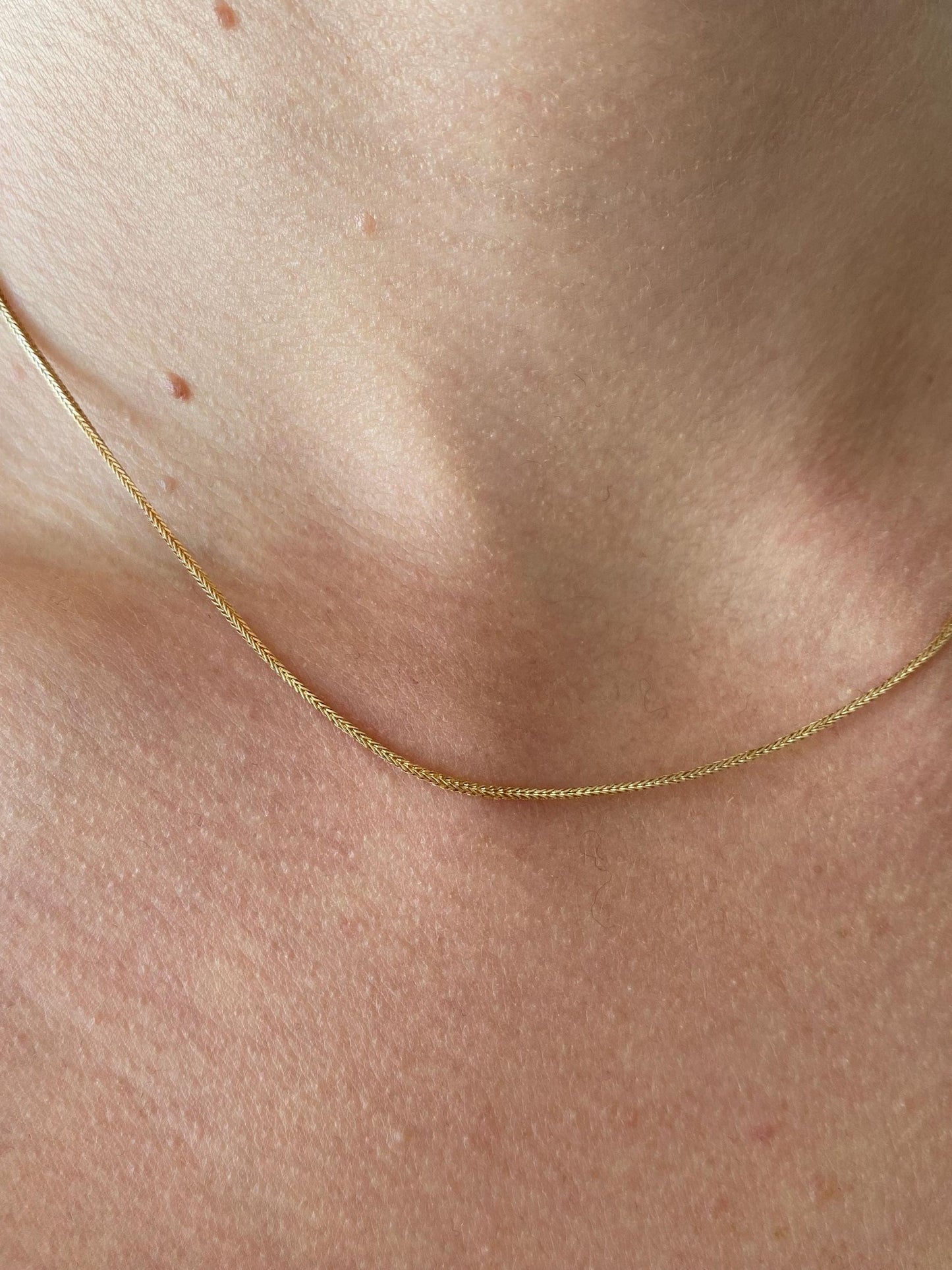 Vintage Solid 14k Yellow Gold Wheat Chain Necklace - 15.75 inches