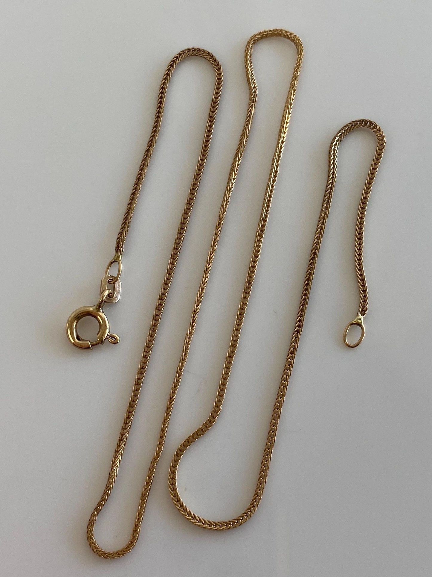 Vintage Solid 14k Yellow Gold Wheat Chain Necklace - 15.75 inches
