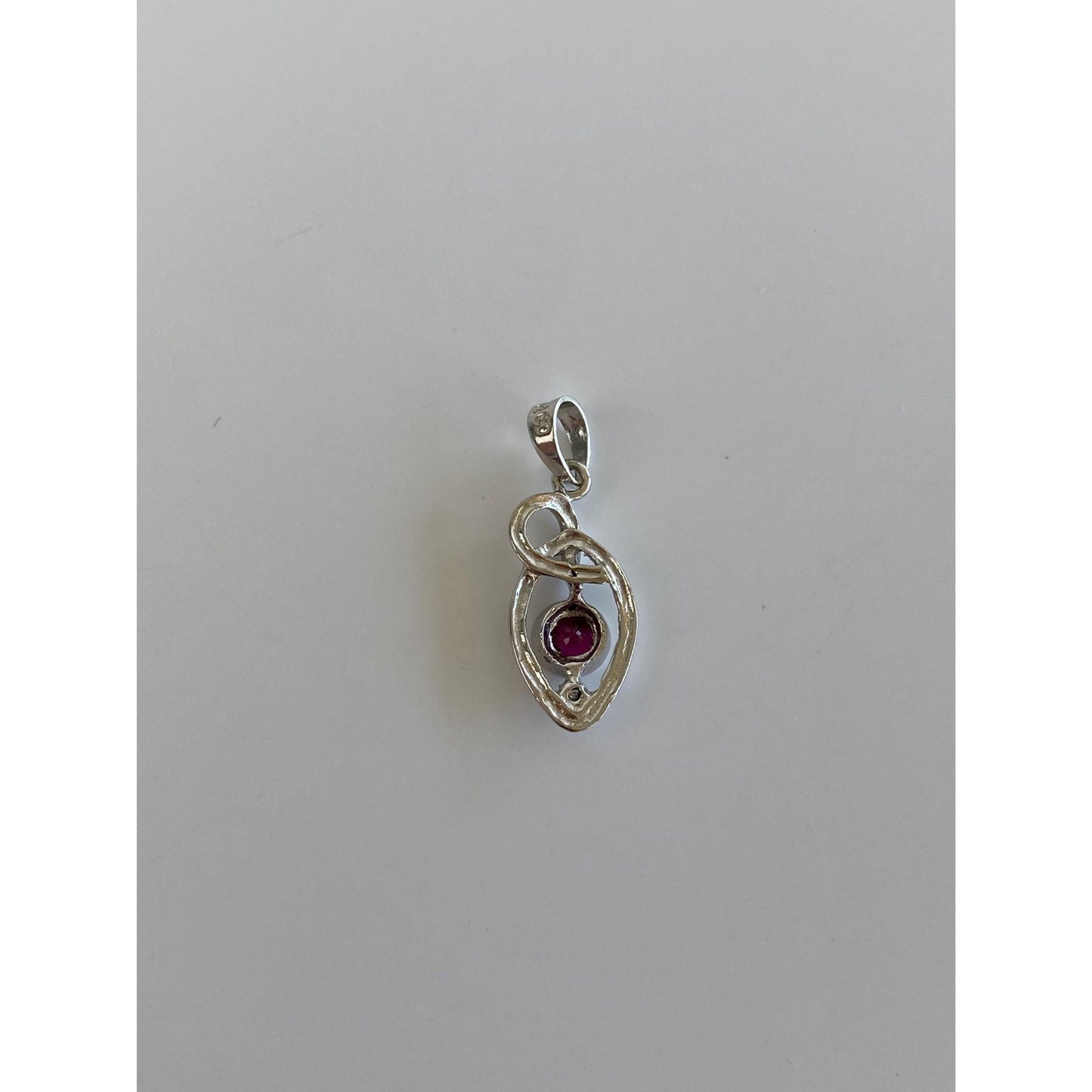Vintage Solid 14k White Gold Diamond Pink Sapphire Charm