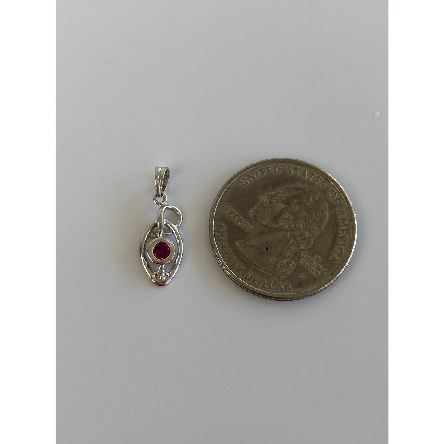 Vintage Solid 14k White Gold Diamond Pink Sapphire Charm