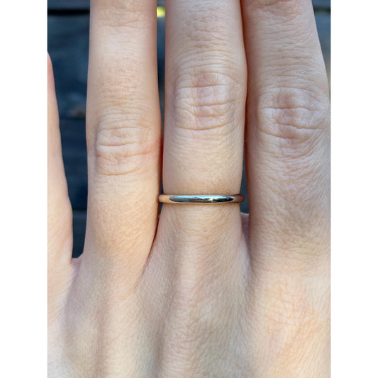 Vintage Solid 14k White Gold Slim Ring Band - Size 5.75