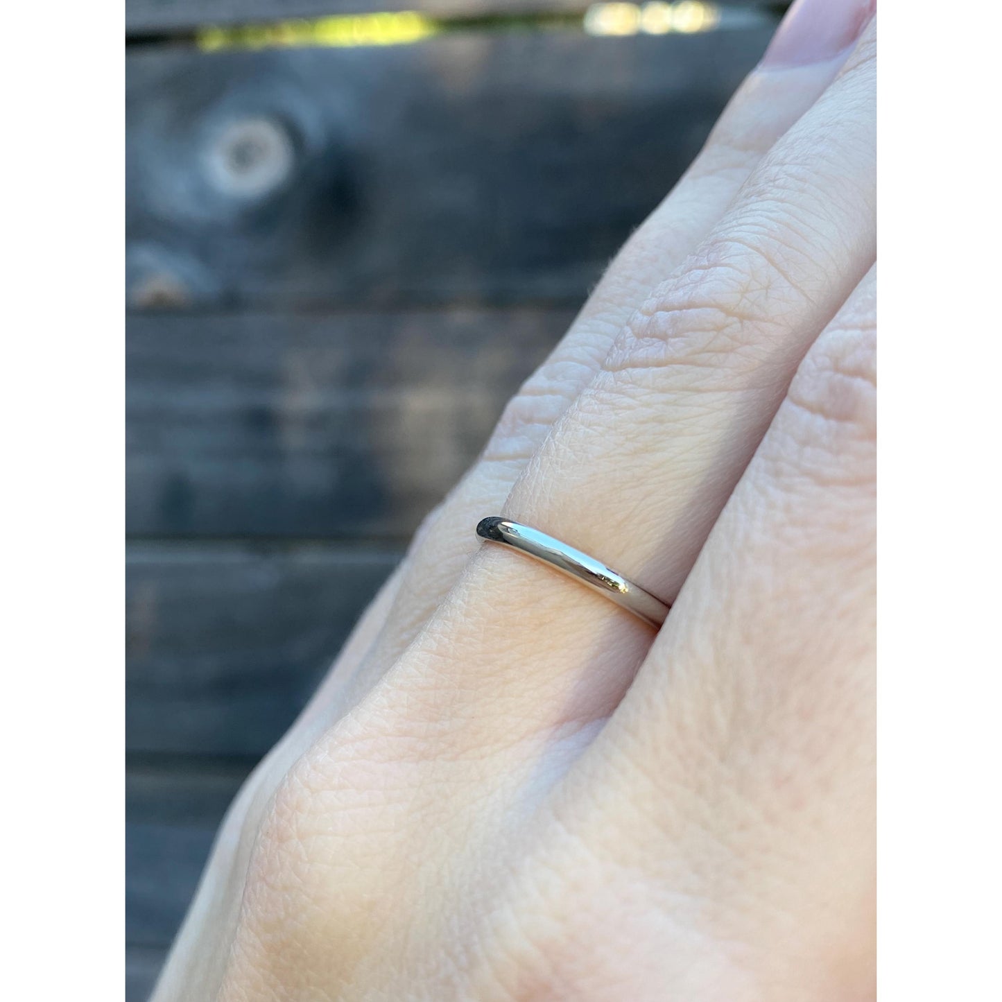 Vintage Solid 14k White Gold Slim Ring Band - Size 5.75