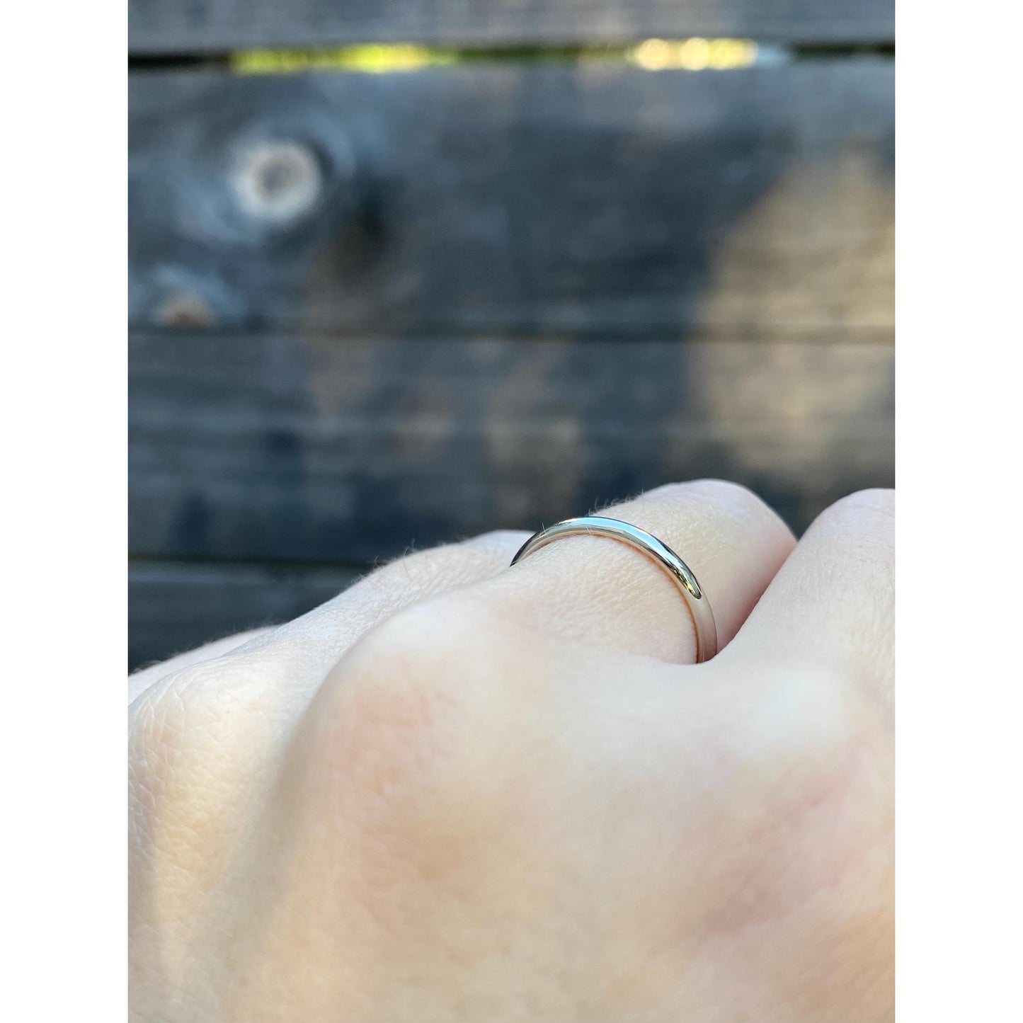 Vintage Solid 14k White Gold Slim Ring Band - Size 5.75