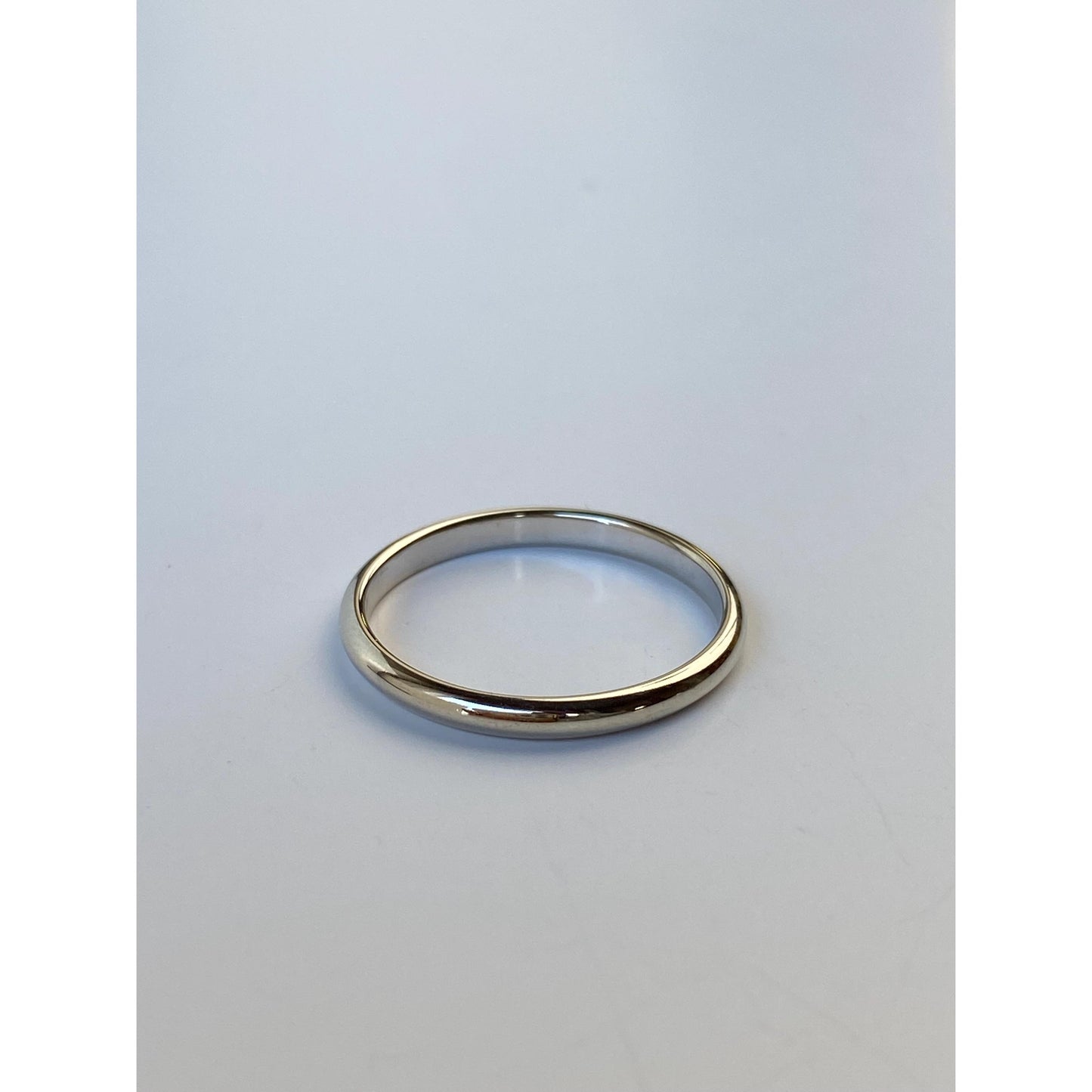 Vintage Solid 14k White Gold Slim Ring Band - Size 5.75