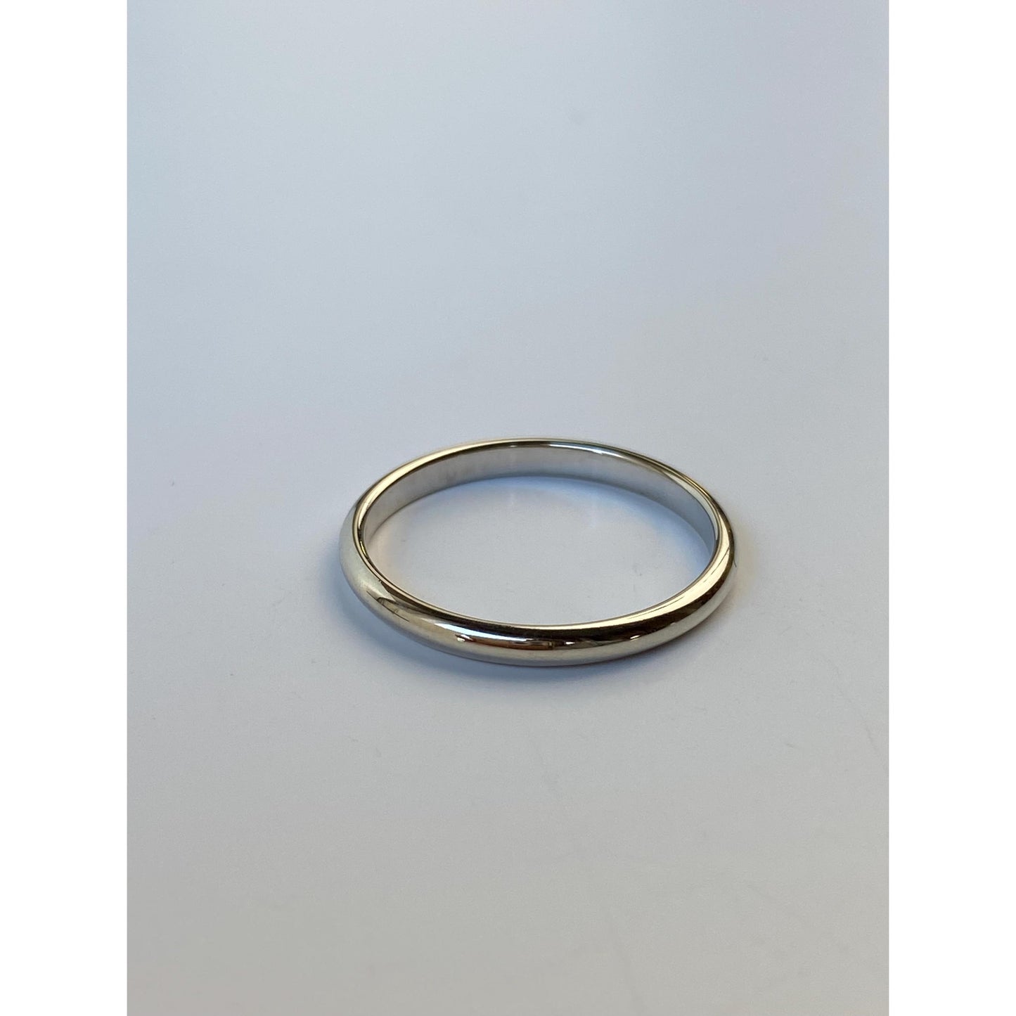 Vintage Solid 14k White Gold Slim Ring Band - Size 5.75