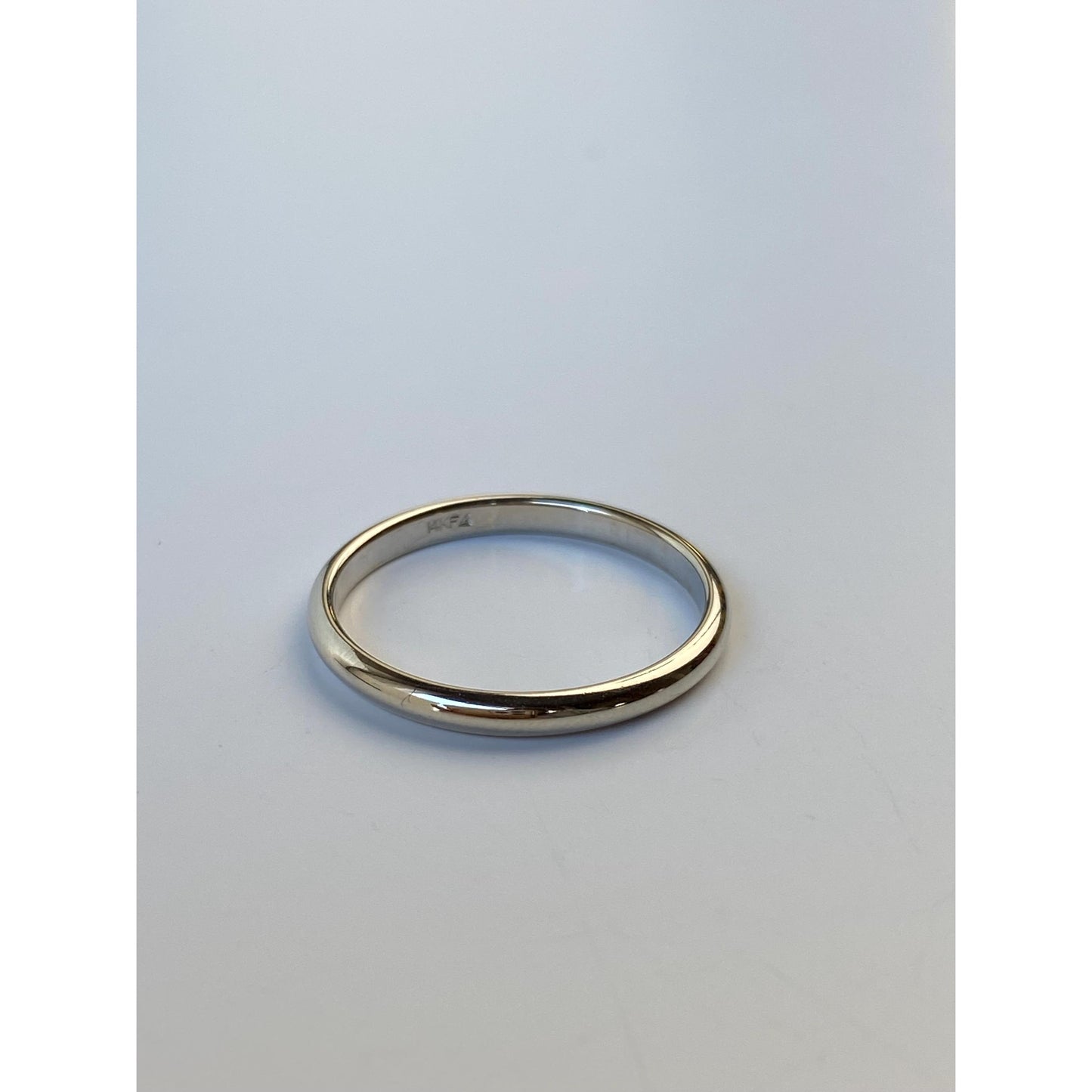 Vintage Solid 14k White Gold Slim Ring Band - Size 5.75