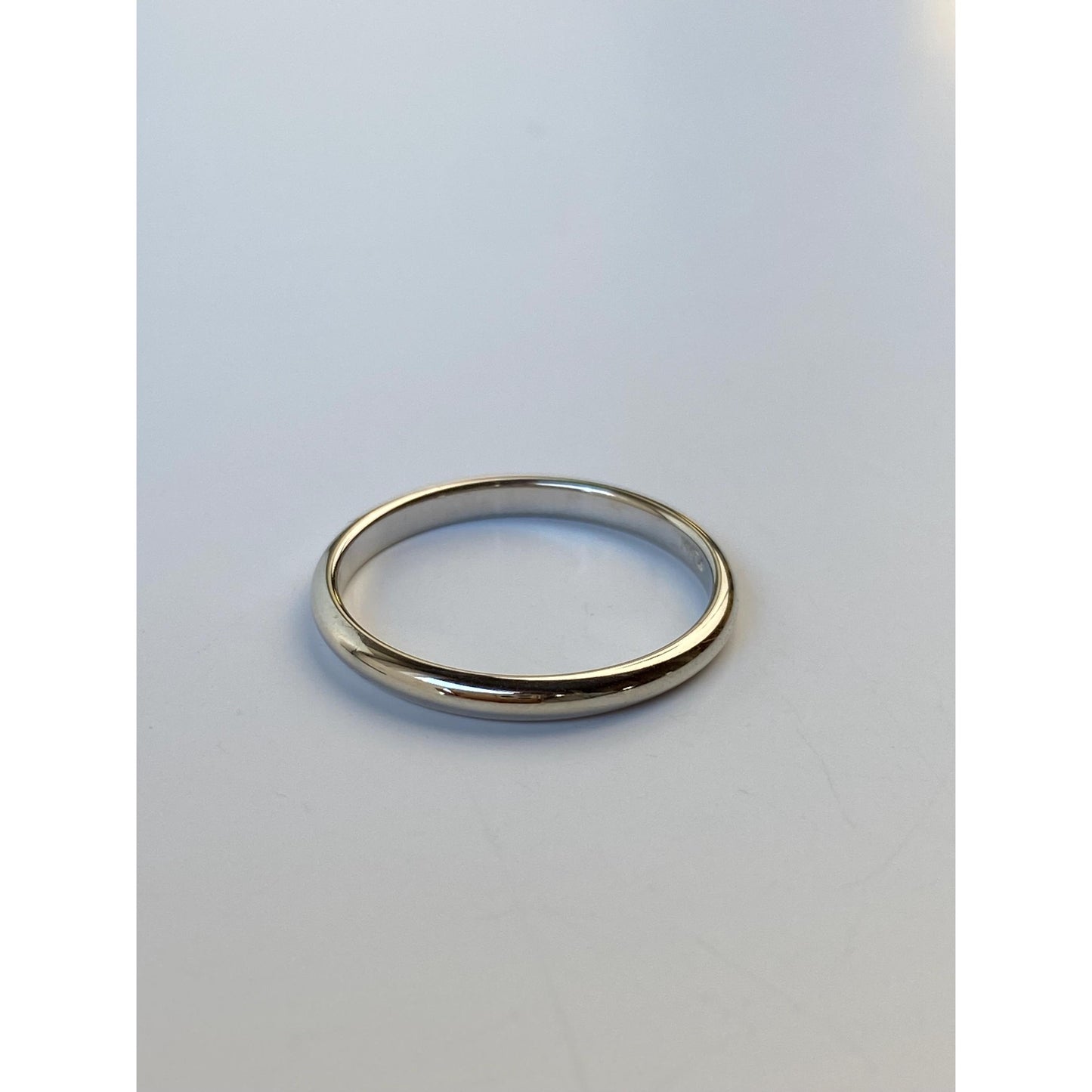 Vintage Solid 14k White Gold Slim Ring Band - Size 5.75