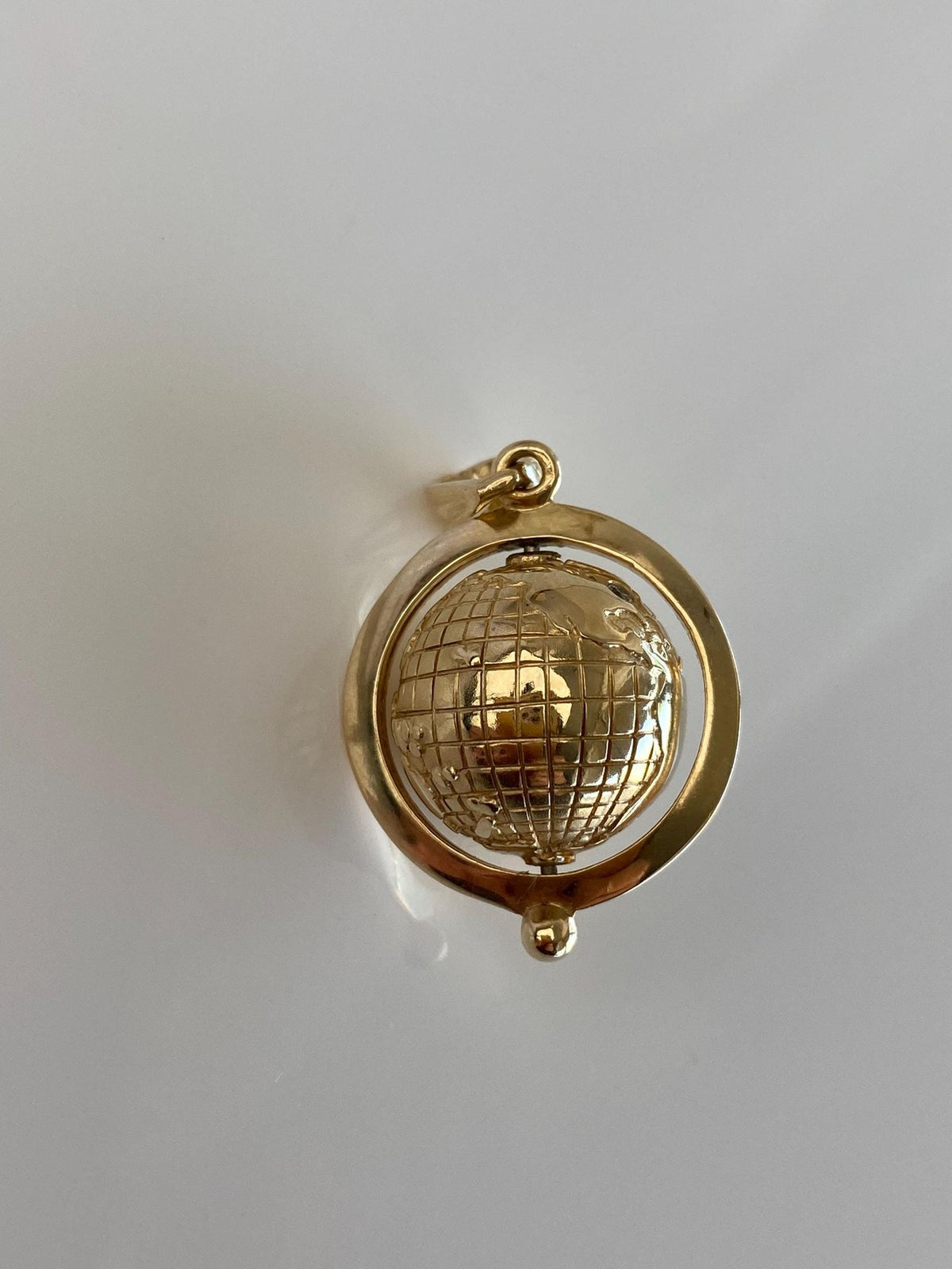 Vintage 14k Yellow Gold Articulated Diamond Globe Charm
