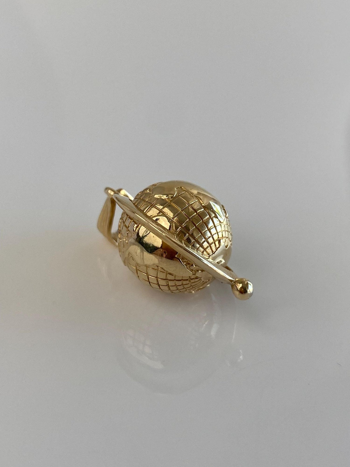 Vintage 14k Yellow Gold Articulated Diamond Globe Charm