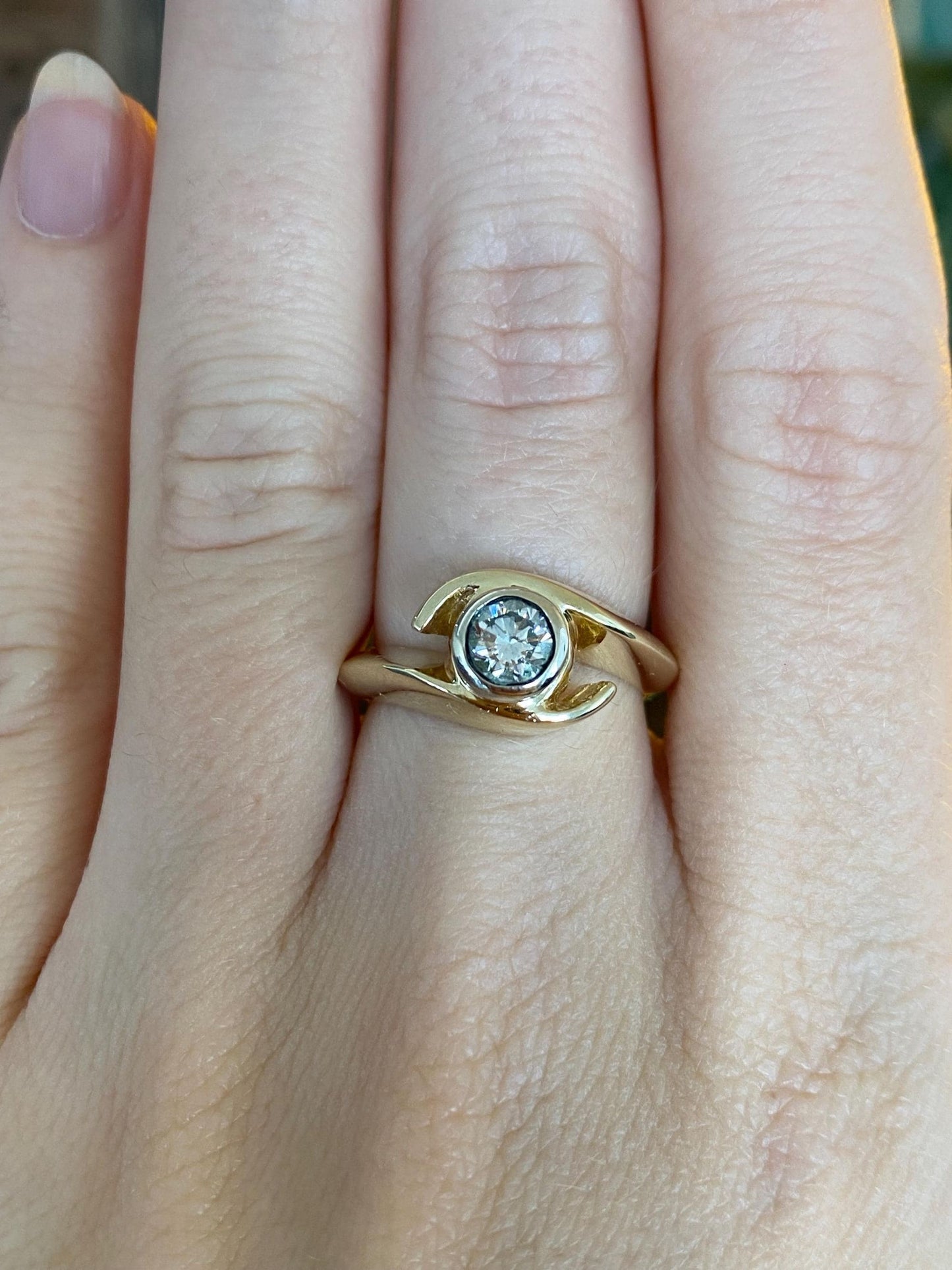 Solid 14k Yellow Gold 0.5ct Diamond Twist Ring - Size 6.5