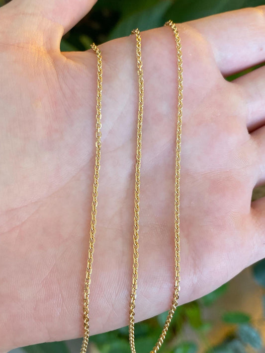 Vintage Solid 14k Yellow Gold Biker Rolo Chain Necklace - 18.25 inches